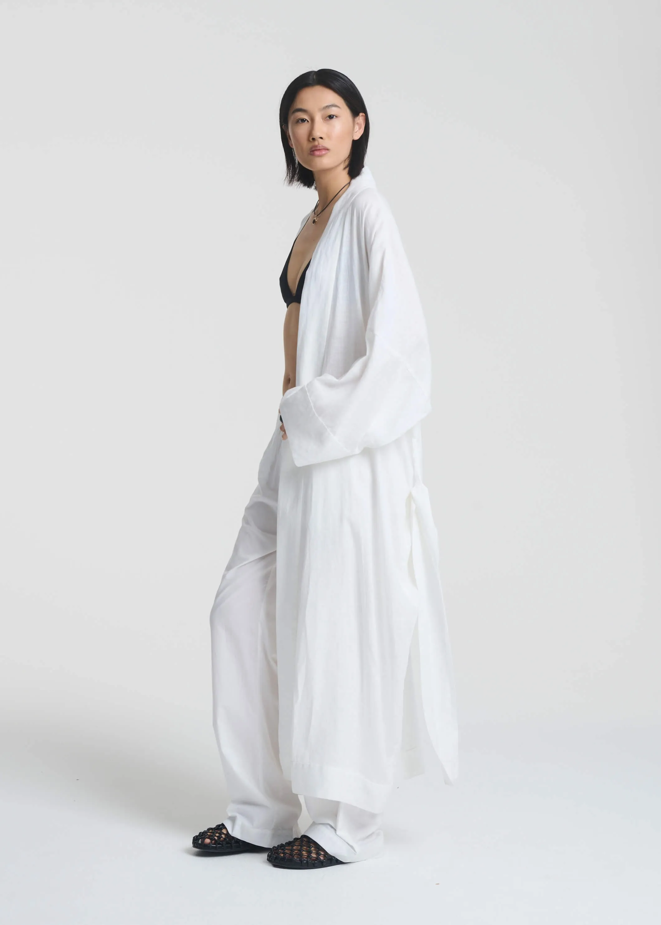 Athens Robe White Organic Linen sold by ASCENO product image thumbnail 2
