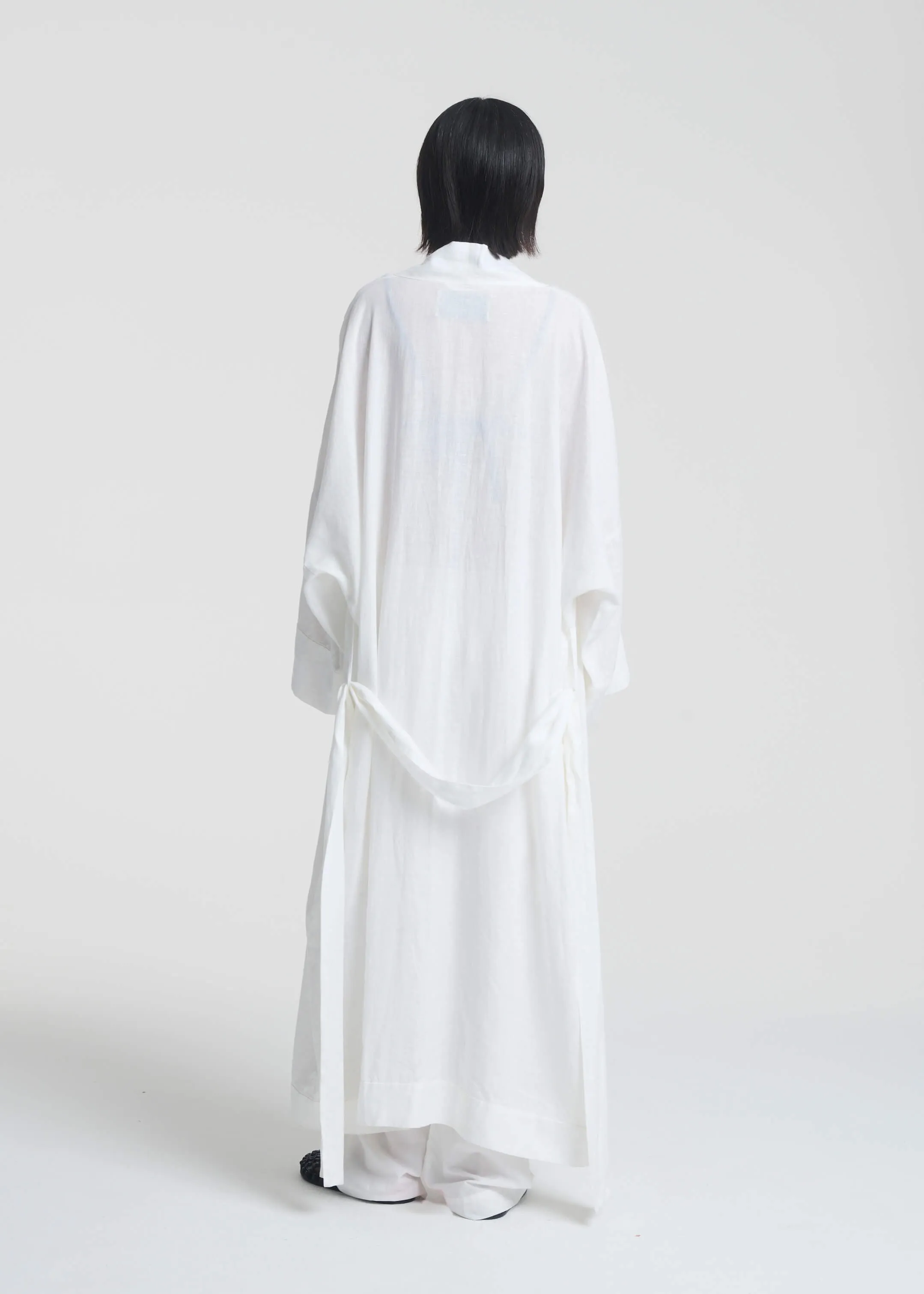 Athens Robe White Organic Linen sold by ASCENO product image thumbnail 4