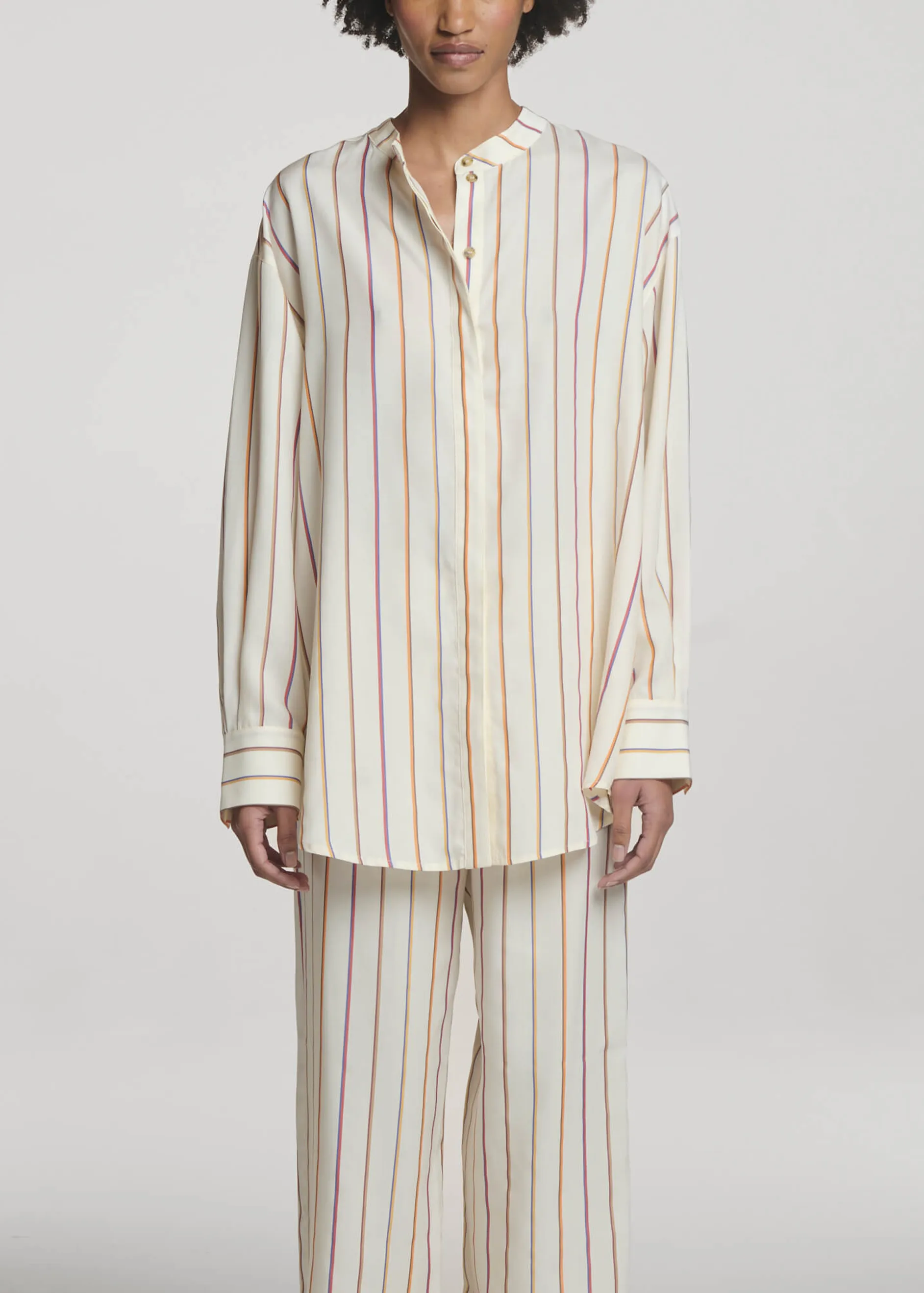 Ferrara Shirt Colour Stripe Ecru Tencel sold by ASCENO product image thumbnail 2