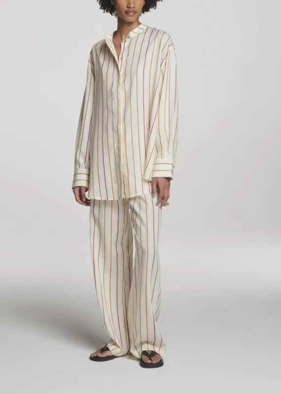 Ferrara Shirt Colour Stripe Ecru Tencel made by ASCENO