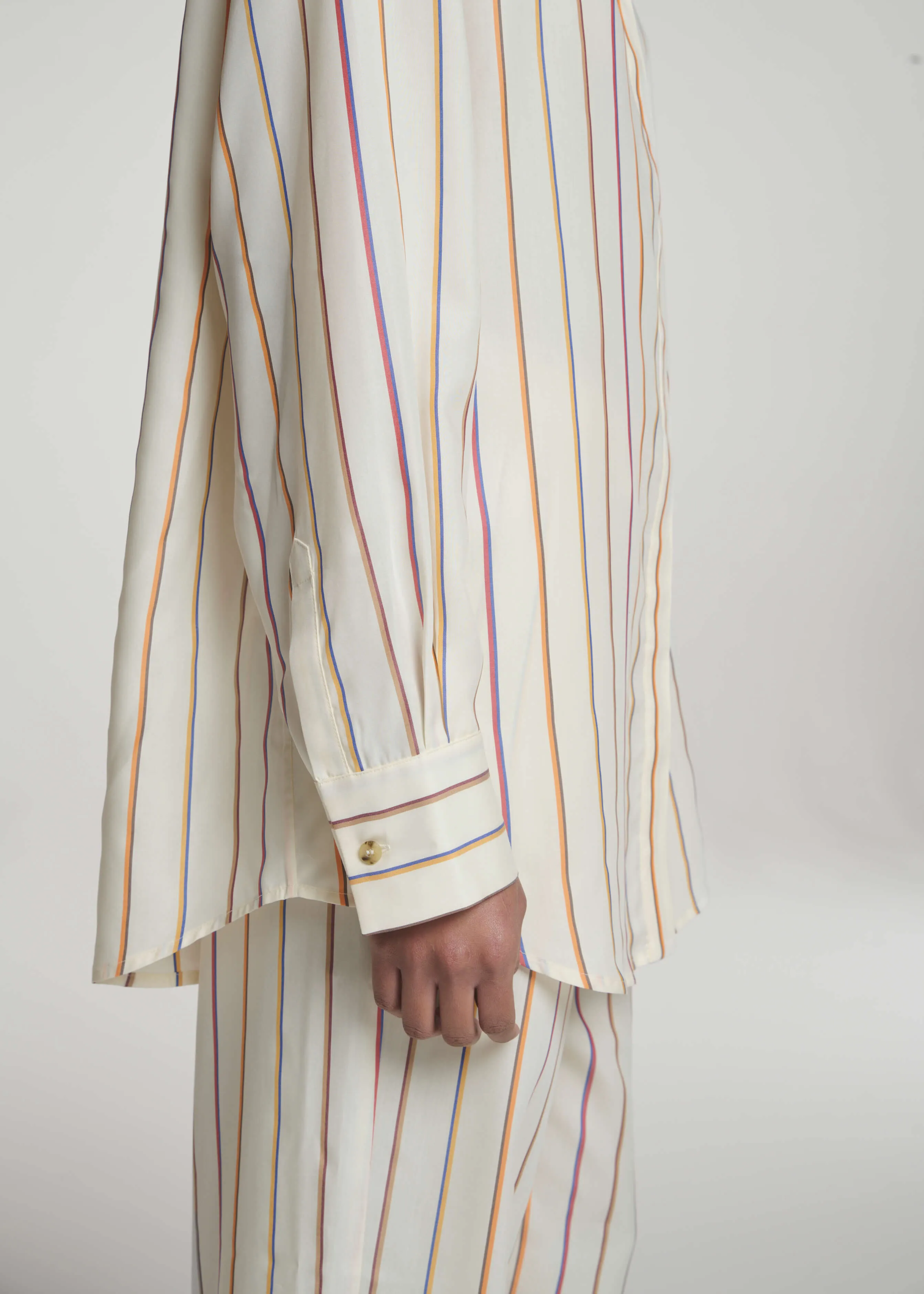 Ferrara Shirt Colour Stripe Ecru Tencel sold by ASCENO product image thumbnail 4