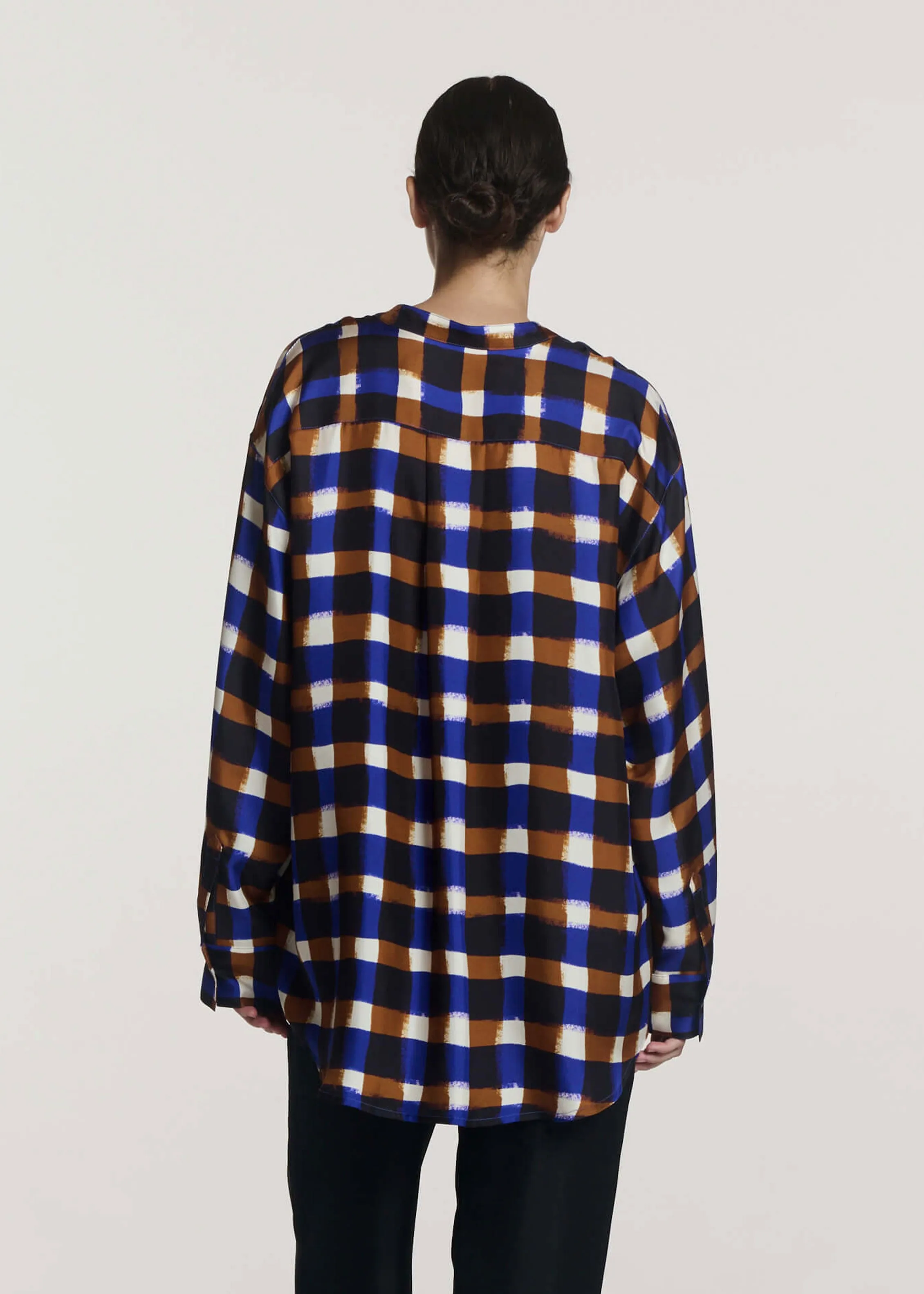 Ferrara Shirt Painted Check Bronze Silk Twill sold by ASCENO product image thumbnail 4
