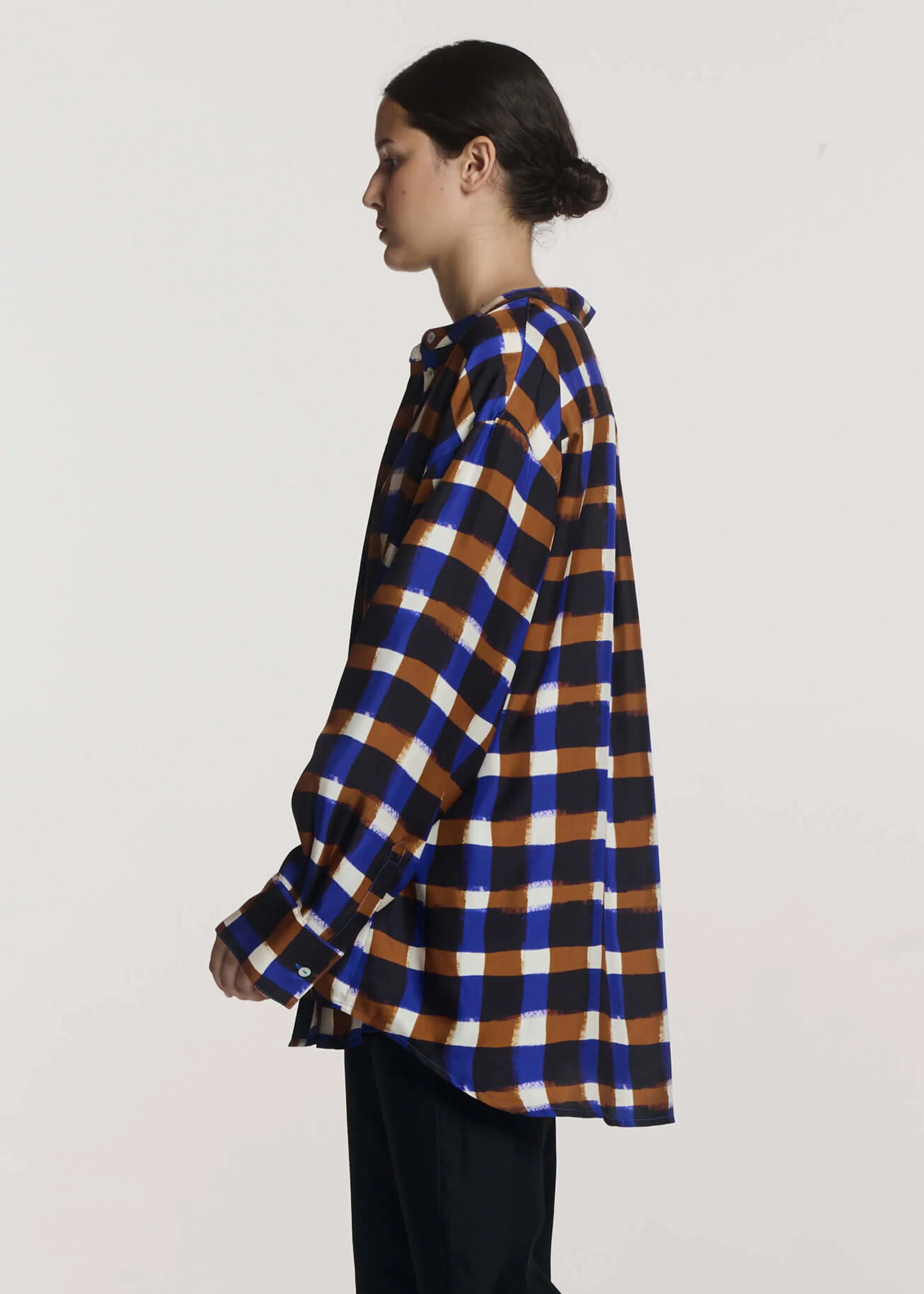 Ferrara Shirt Painted Check Bronze Silk Twill sold by ASCENO product image thumbnail 3