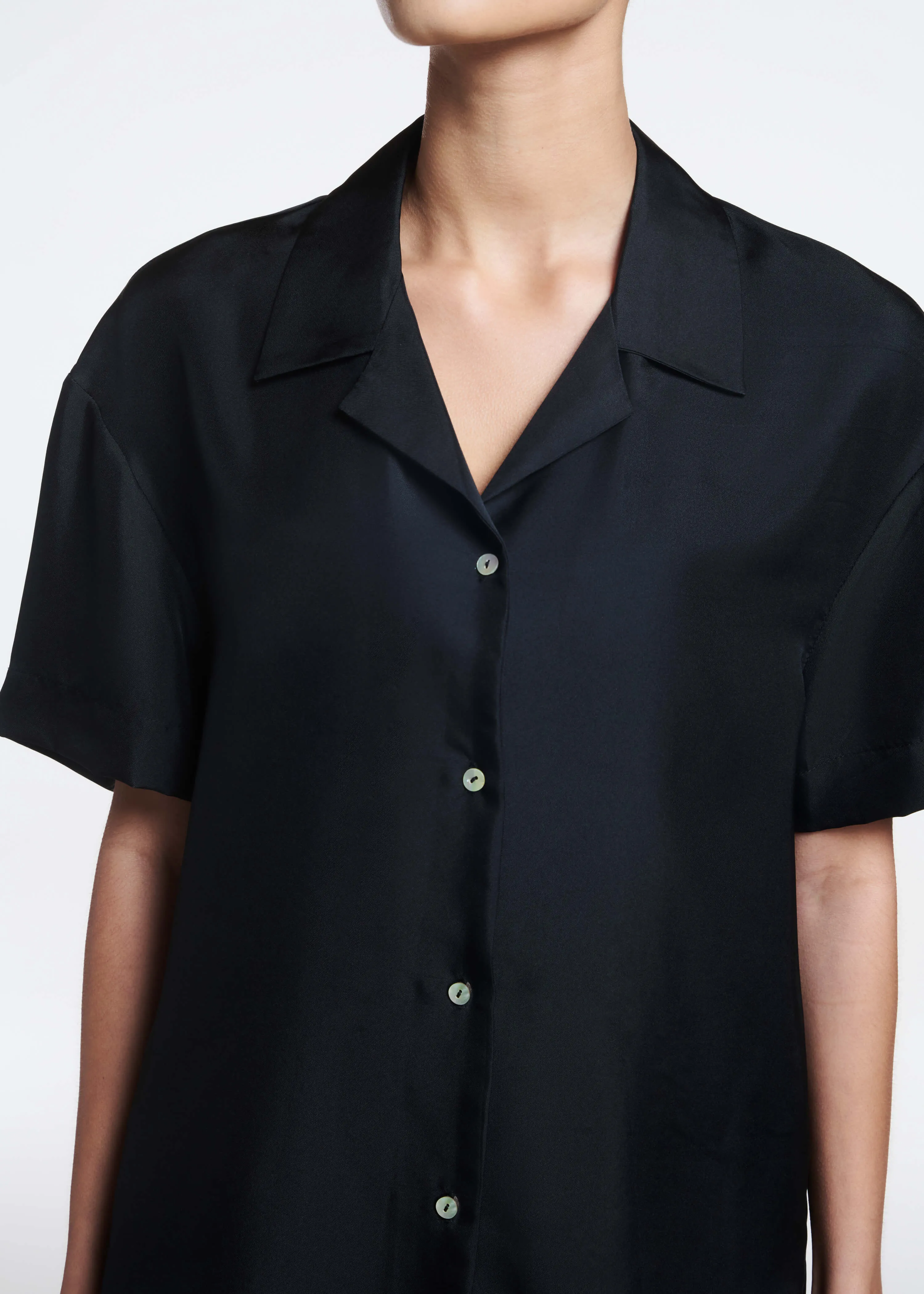 Prague Shirt Black Silk Twill sold by ASCENO product image thumbnail 3