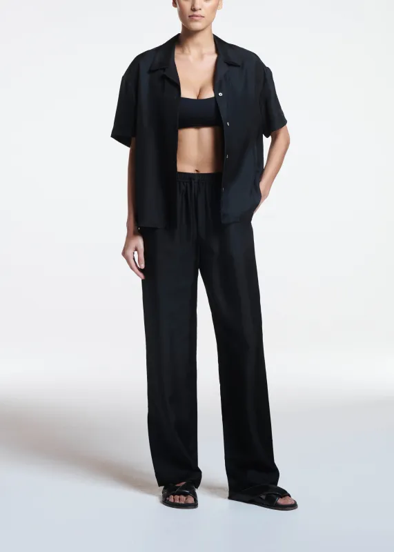 Prague Shirt Black Silk Twill made by ASCENO