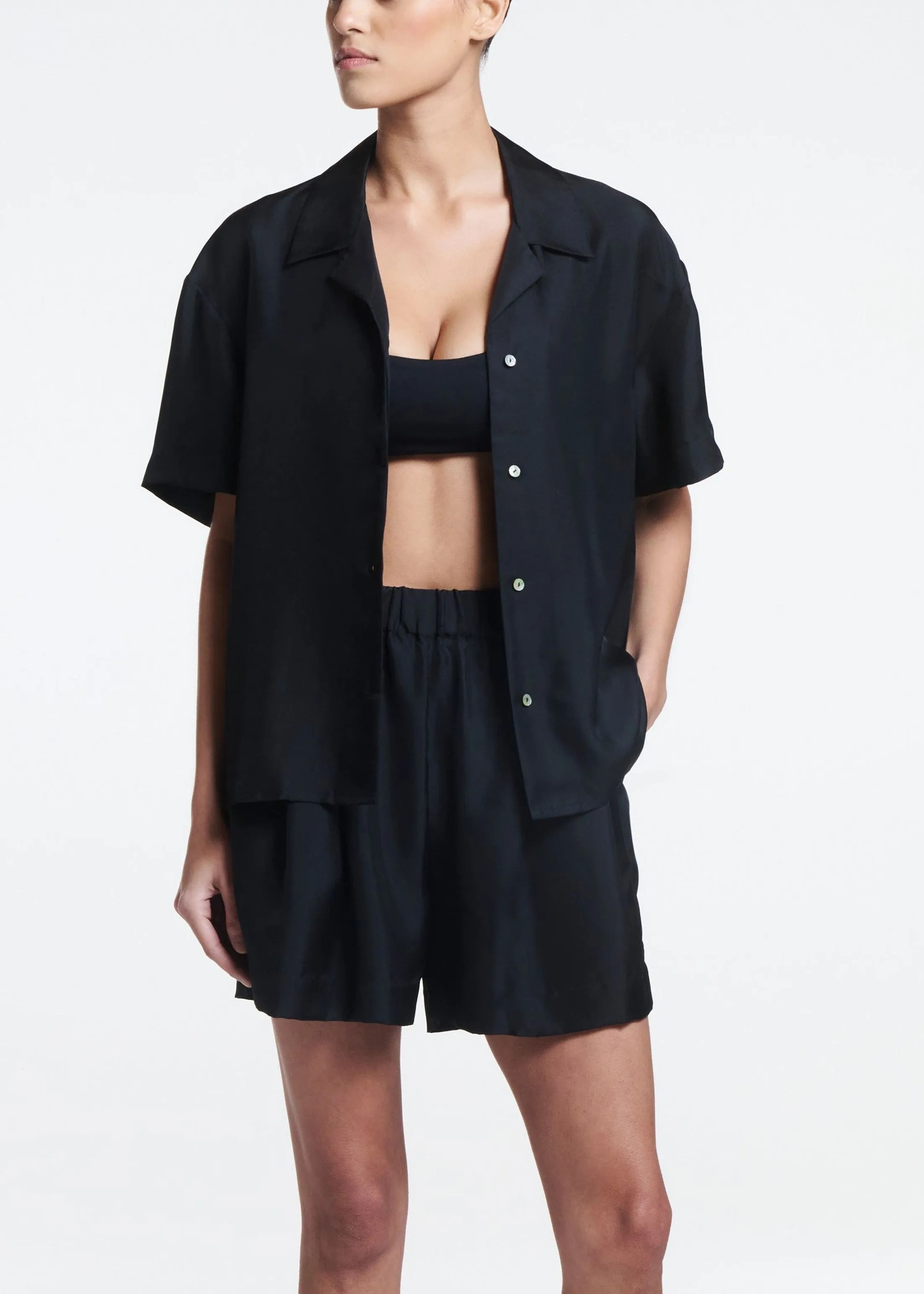 Prague Shirt Black Silk Twill sold by ASCENO product image thumbnail 4