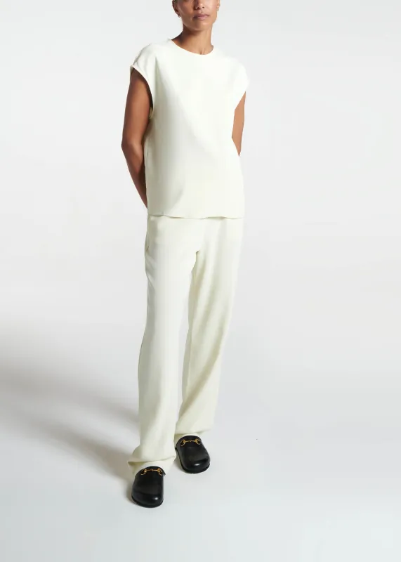 Aurelia Trouser Ecru Textured Viscose Crepe made by ASCENO