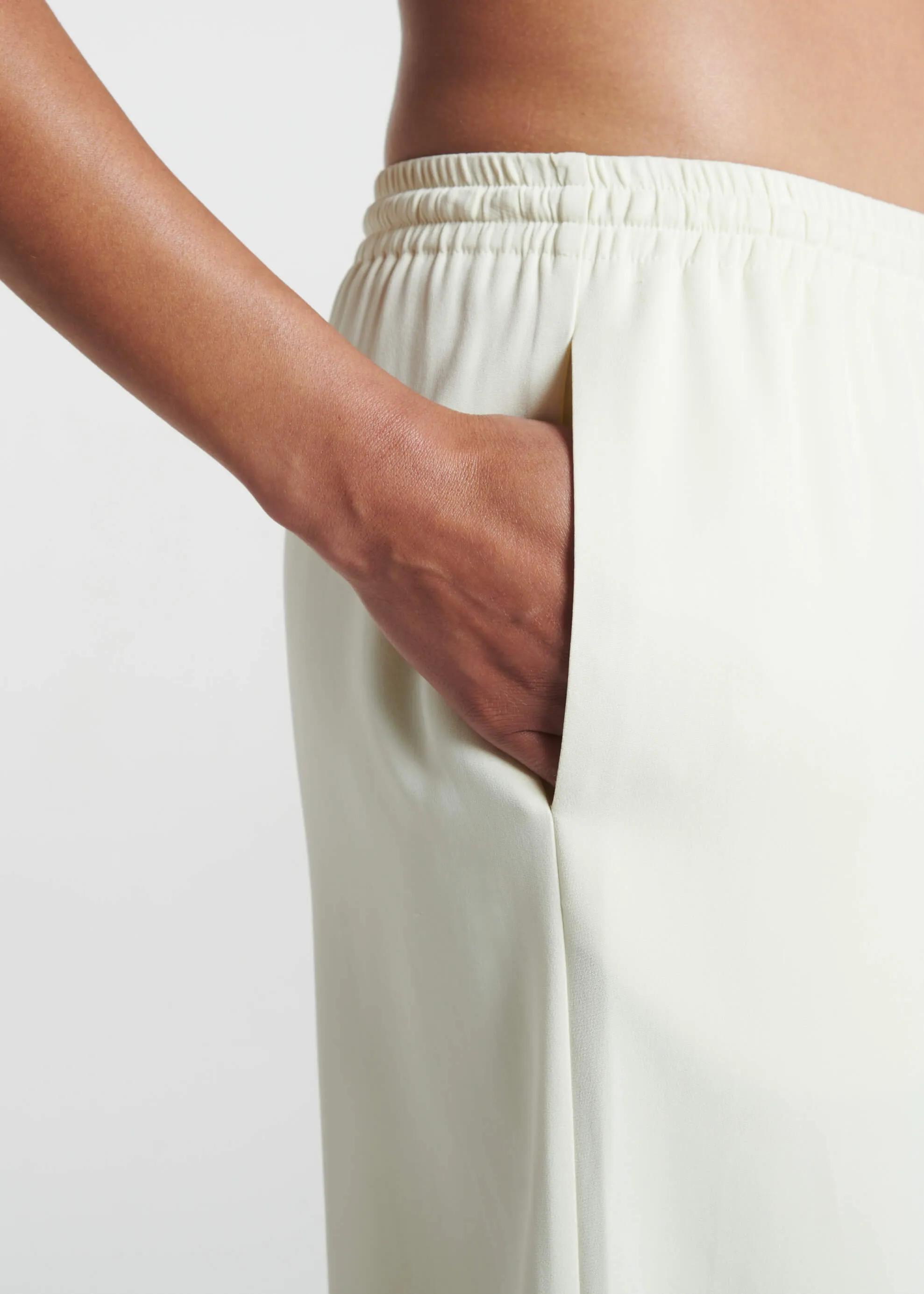 Aurelia Trouser Ecru Textured Viscose Crepe sold by ASCENO product image thumbnail 2