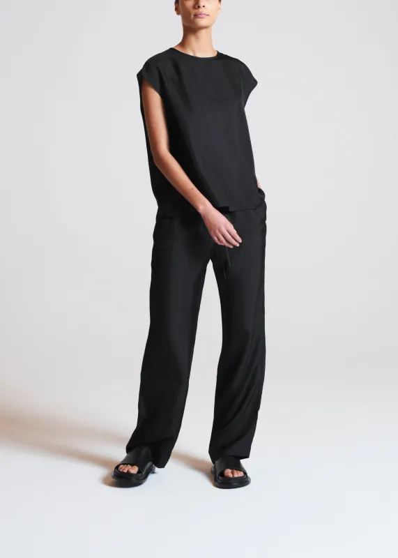 Dasha Top Black Silk Twill made by ASCENO