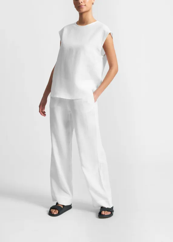 Dasha Sleeveless Top White Organic Linen made by ASCENO