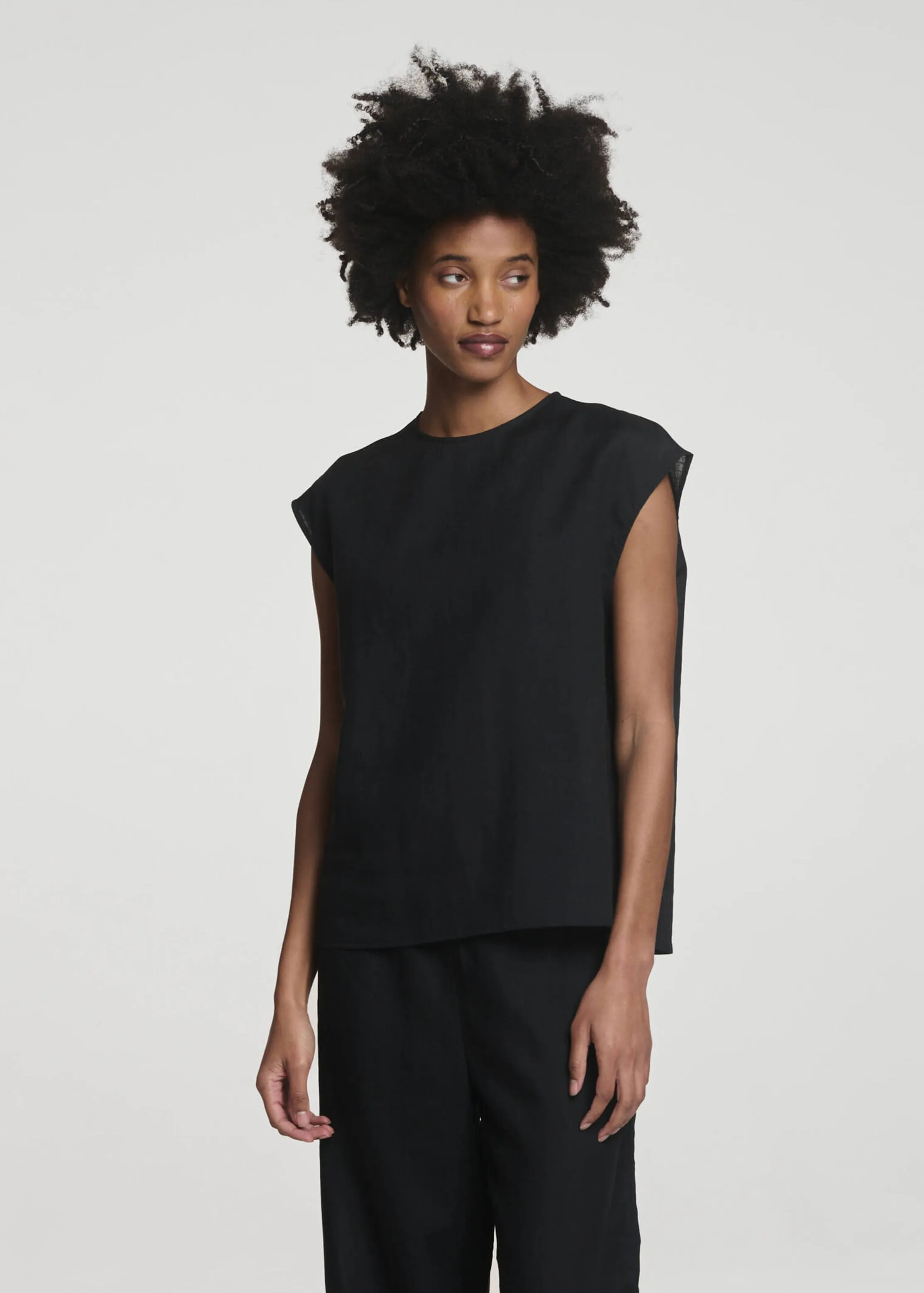Dasha Sleeveless Top Black Organic Linen sold by ASCENO product image thumbnail 2