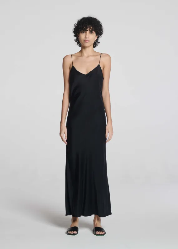 Lyon Slip Dress Black Silk made by ASCENO
