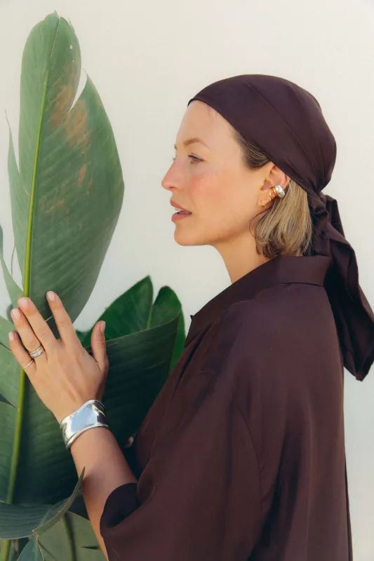 Headscarf Espresso Silk Twill made by ASCENO