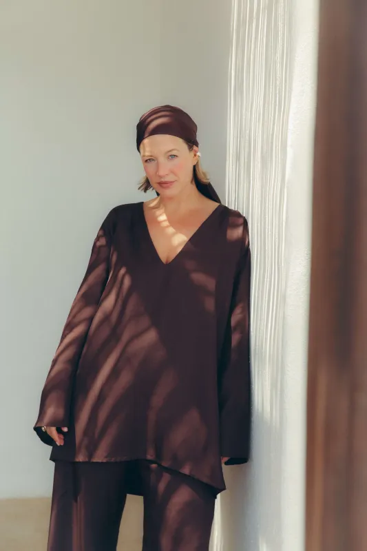 Tunic Espresso Silk Twill made by ASCENO