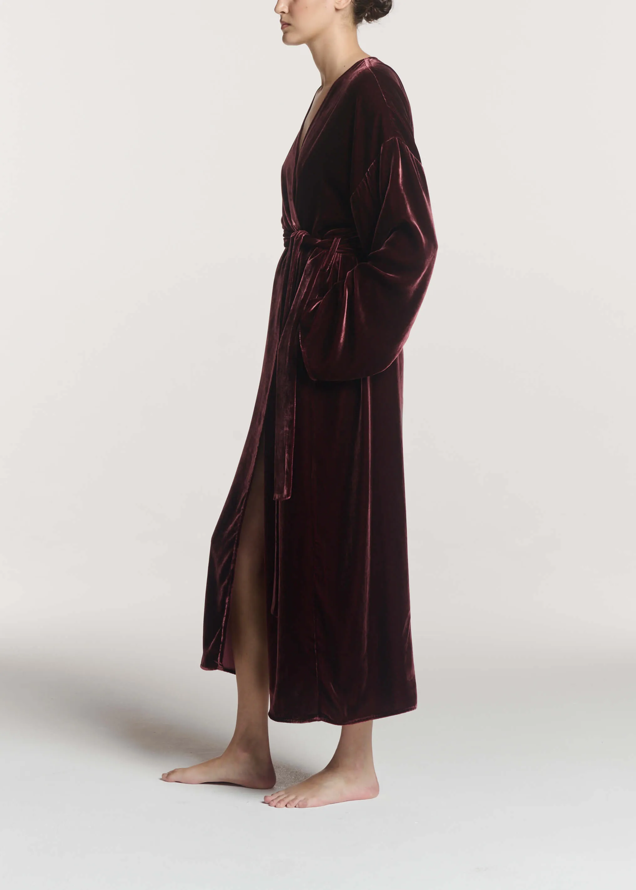 Lorenzo Robe Maroon Viscose Velvet sold by ASCENO product image thumbnail 3