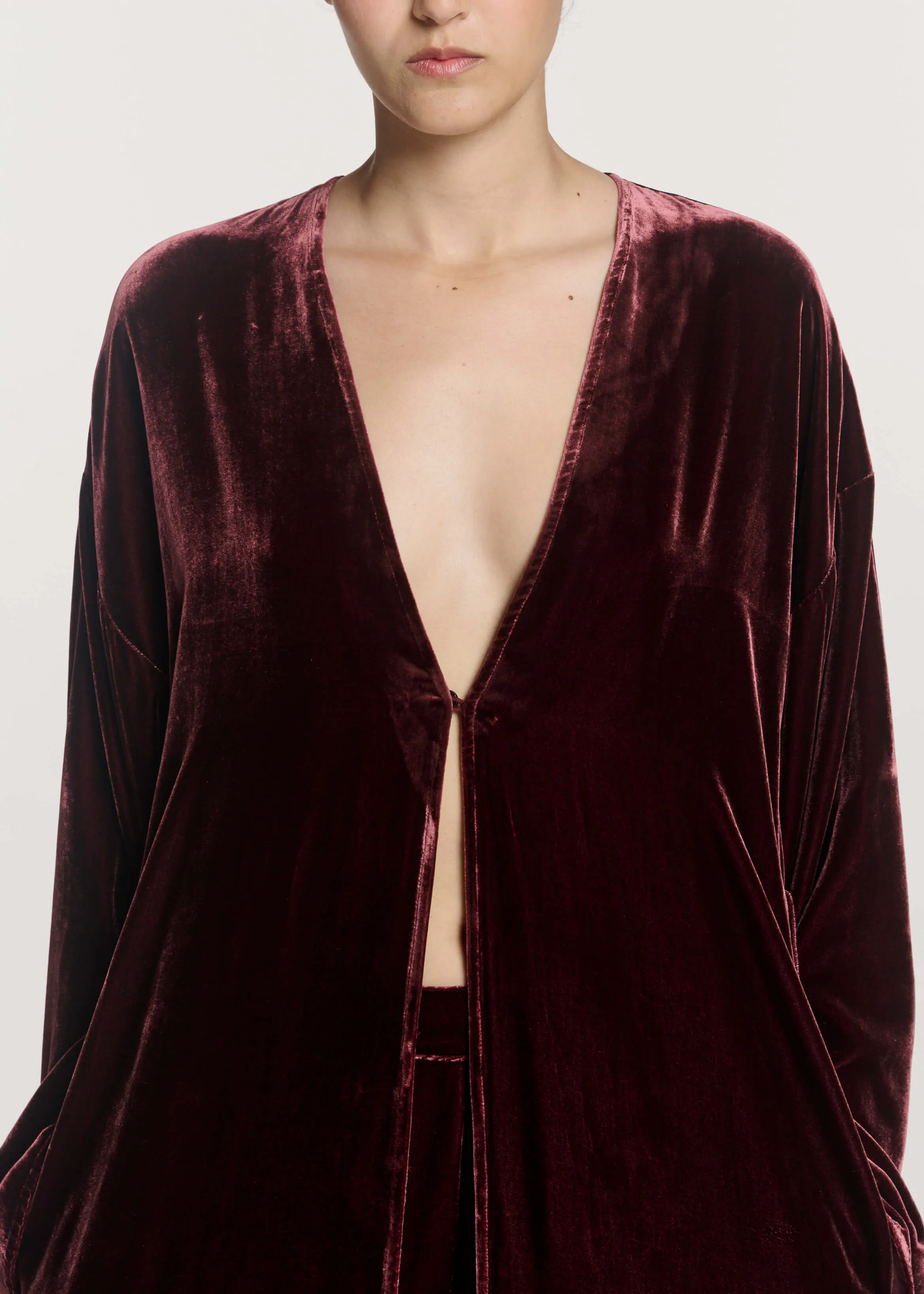 Lorenzo Robe Maroon Viscose Velvet sold by ASCENO product image thumbnail 5