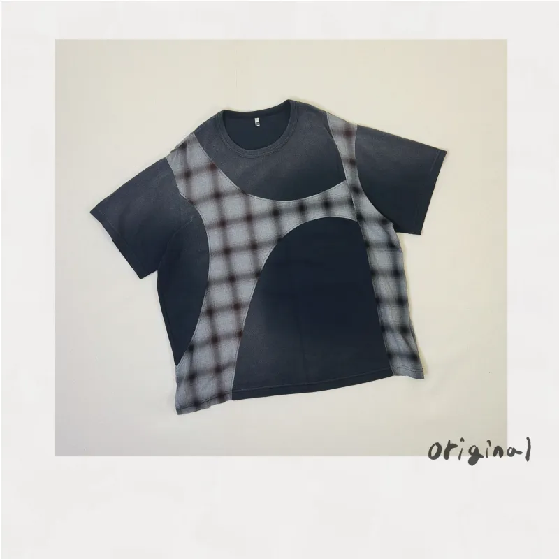Pachworked Faded T Shirt  Black made by EYE/KHOKI