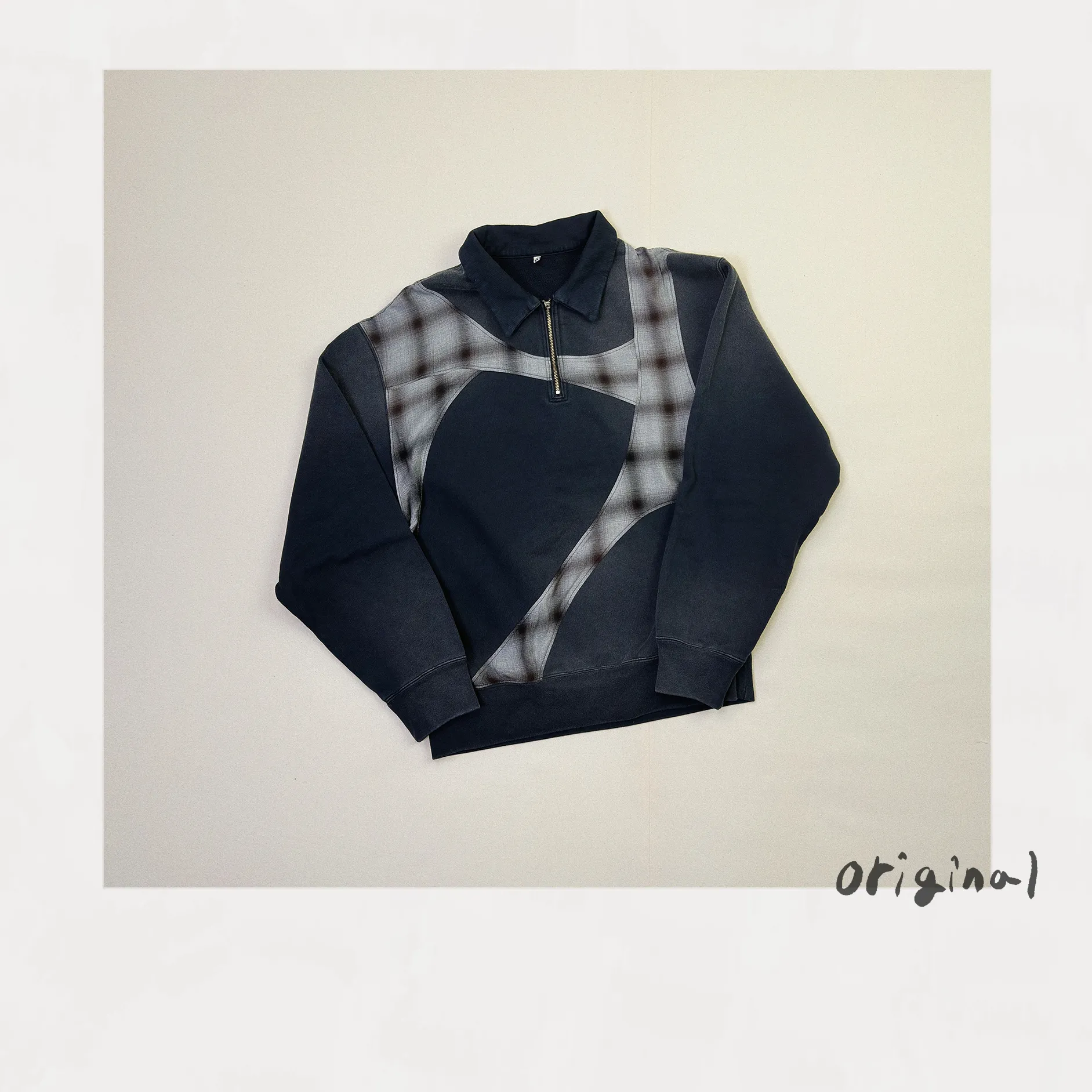Pachwoked Half-Zip Sweatshirt Black sold by EYE/KHOKI