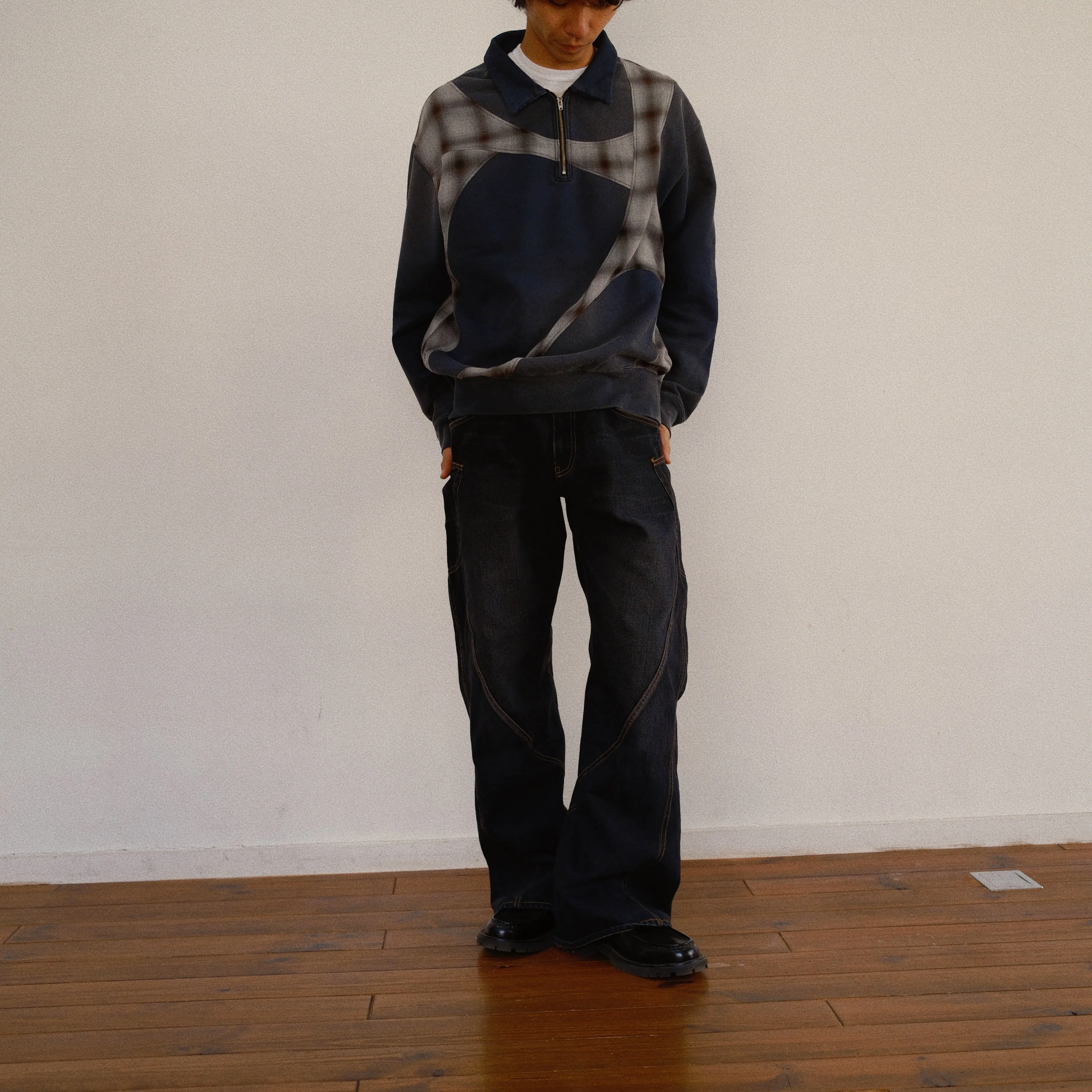 Pachwoked Half-Zip Sweatshirt Black sold by EYE/KHOKI product image thumbnail 5
