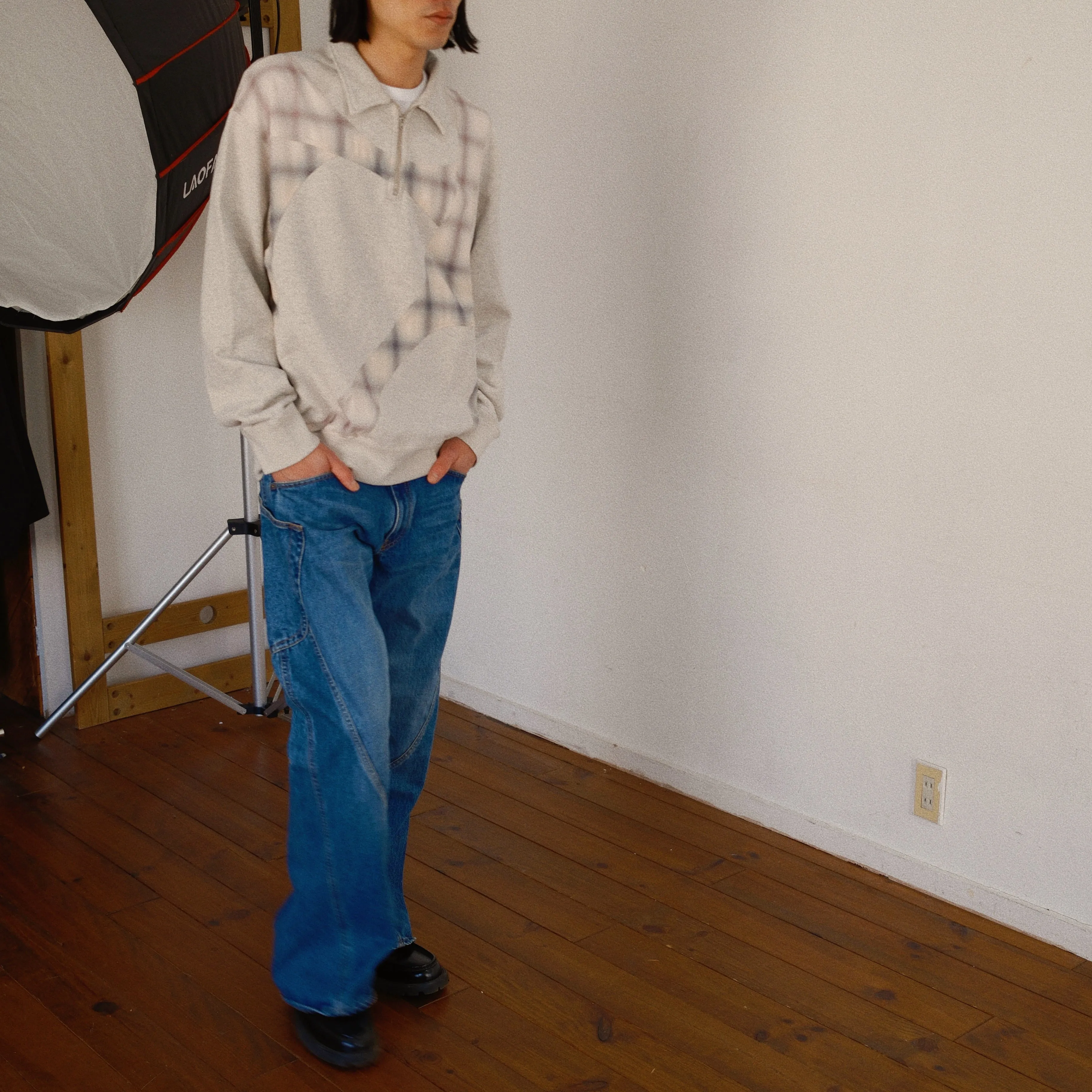 Pachwoked Half-Zip Sweatshirt Oatmeal sold by EYE/KHOKI product image thumbnail 5
