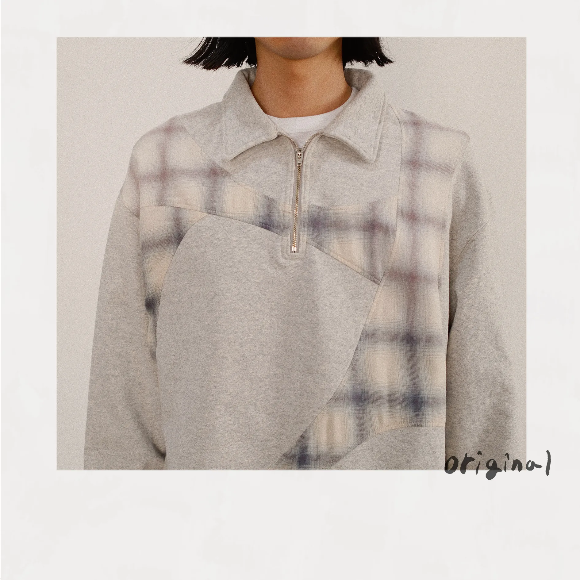 Pachwoked Half-Zip Sweatshirt Oatmeal sold by EYE/KHOKI