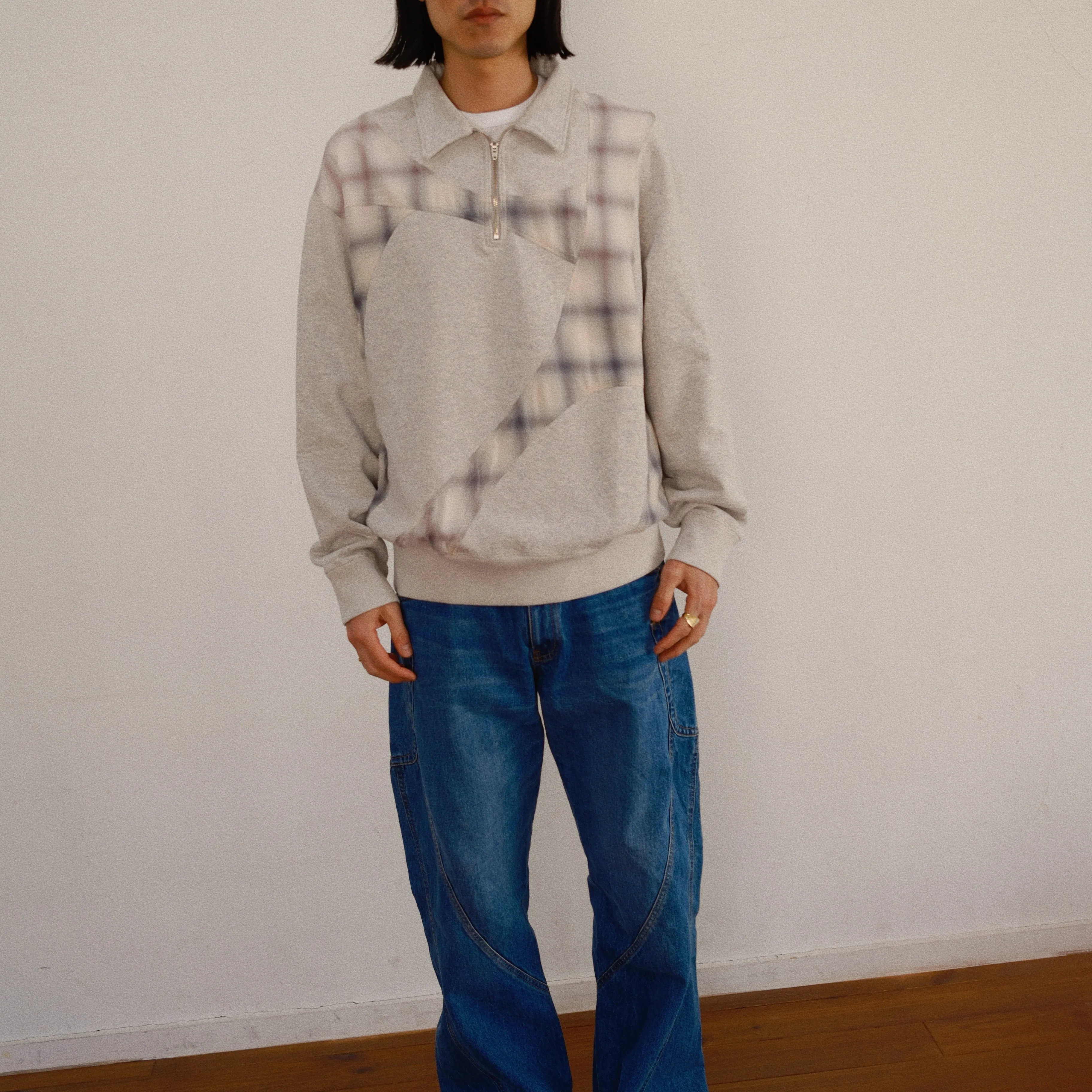 Pachwoked Half-Zip Sweatshirt Oatmeal sold by EYE/KHOKI product image thumbnail 4