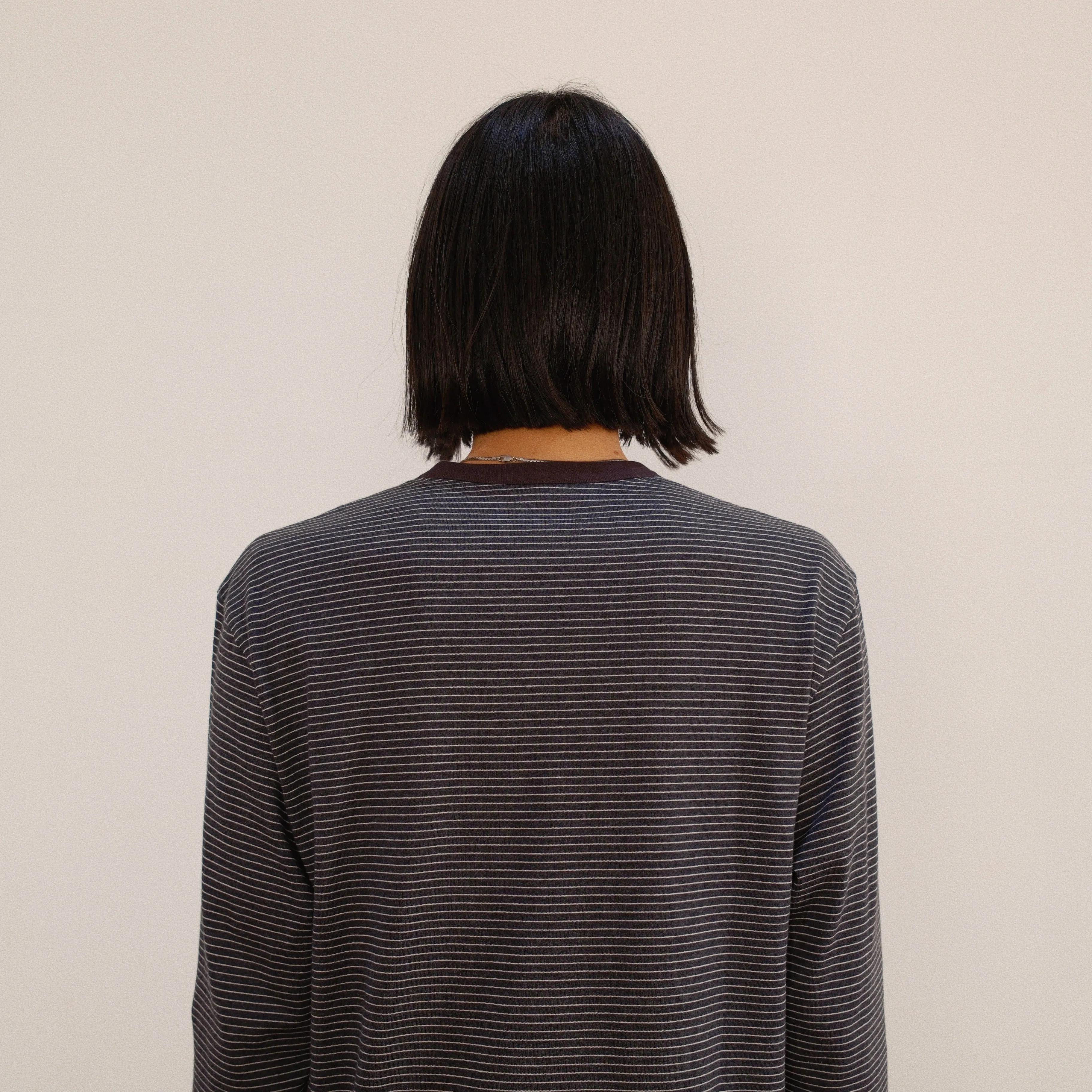 Hand-Embroidered Stripe Long Sleeve T-Shirt Black sold by EYE/KHOKI product image thumbnail 5
