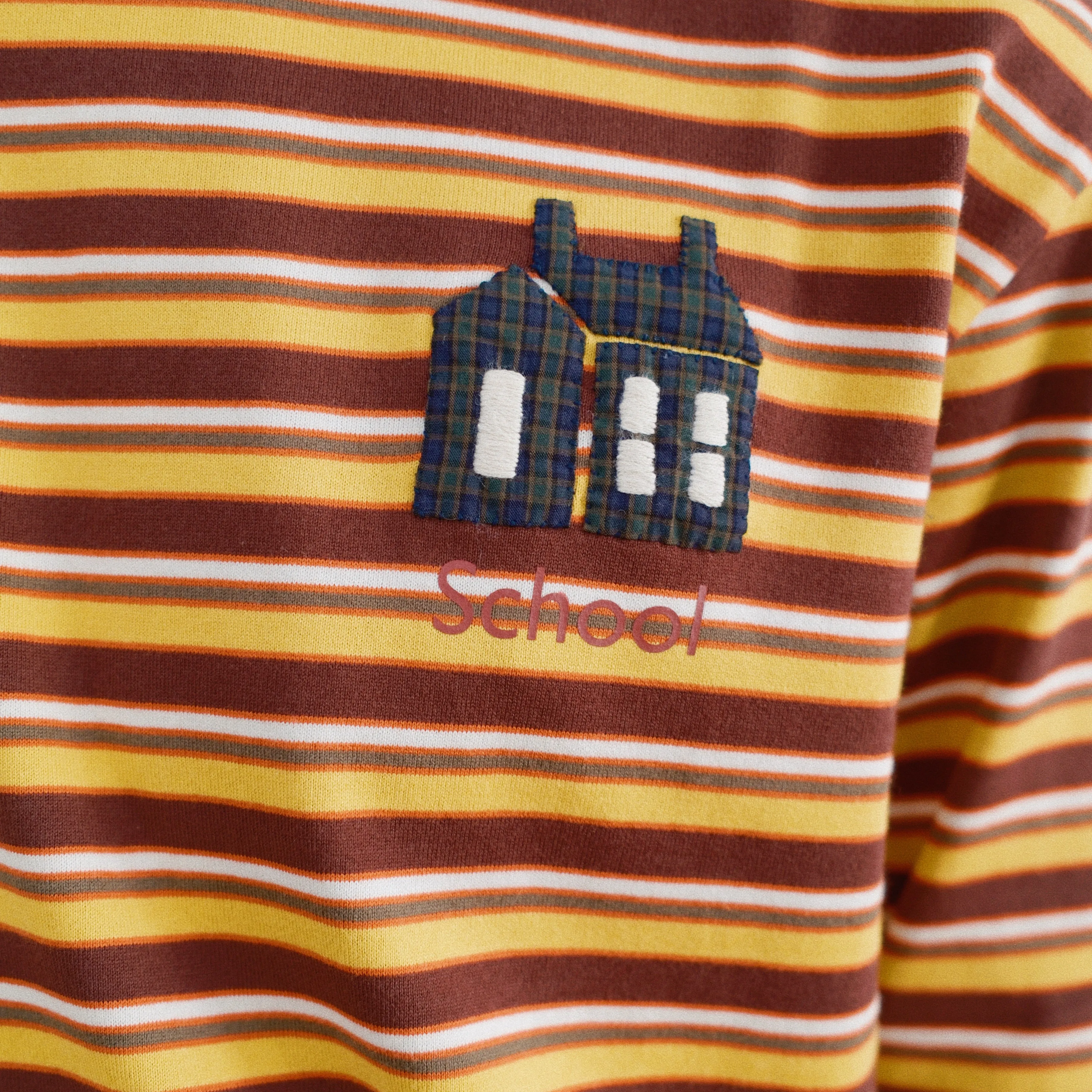 Hand-Embroidered Stripe Long Sleeve T-Shirt Brown sold by EYE/KHOKI product image thumbnail 4