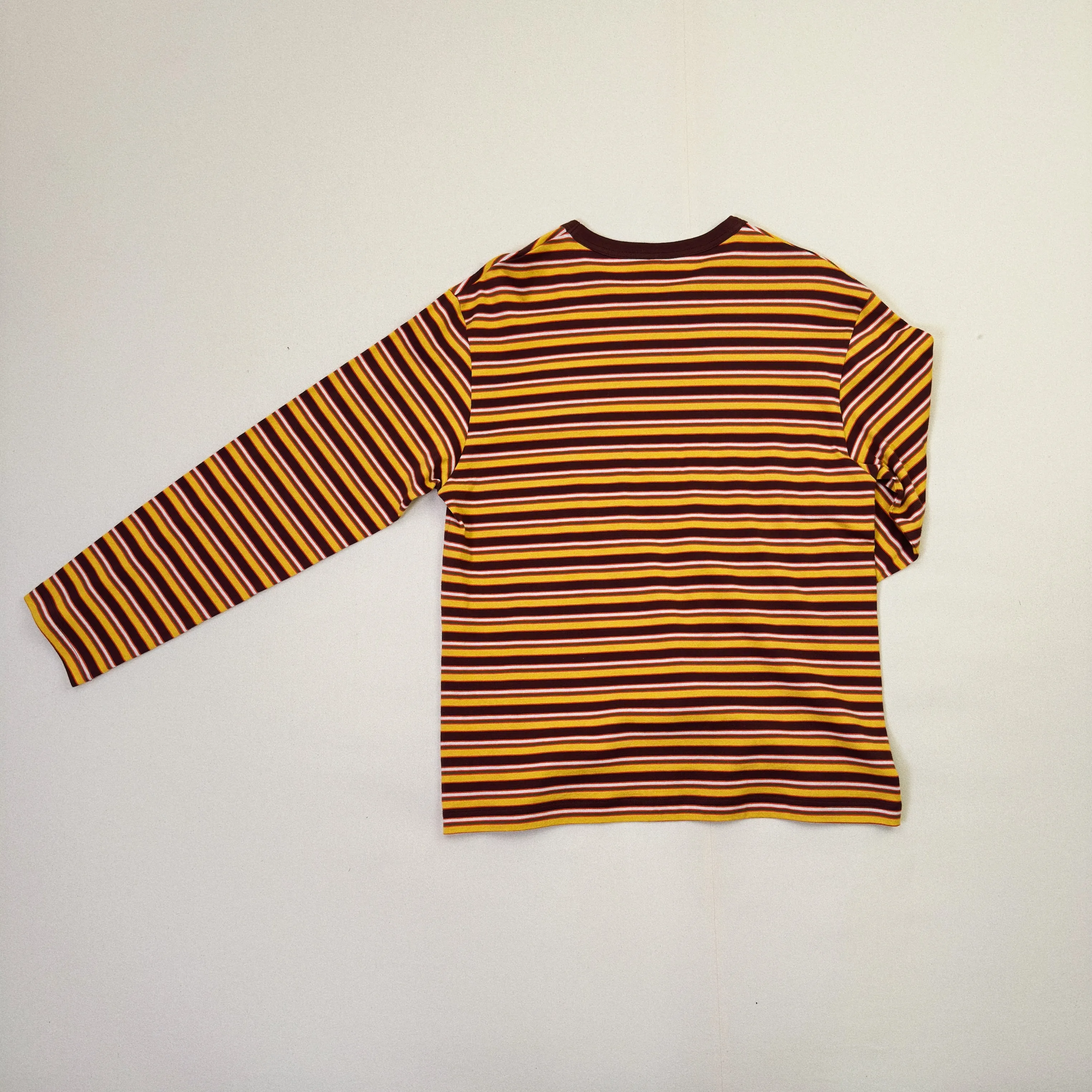 Hand-Embroidered Stripe Long Sleeve T-Shirt Brown sold by EYE/KHOKI product image thumbnail 2