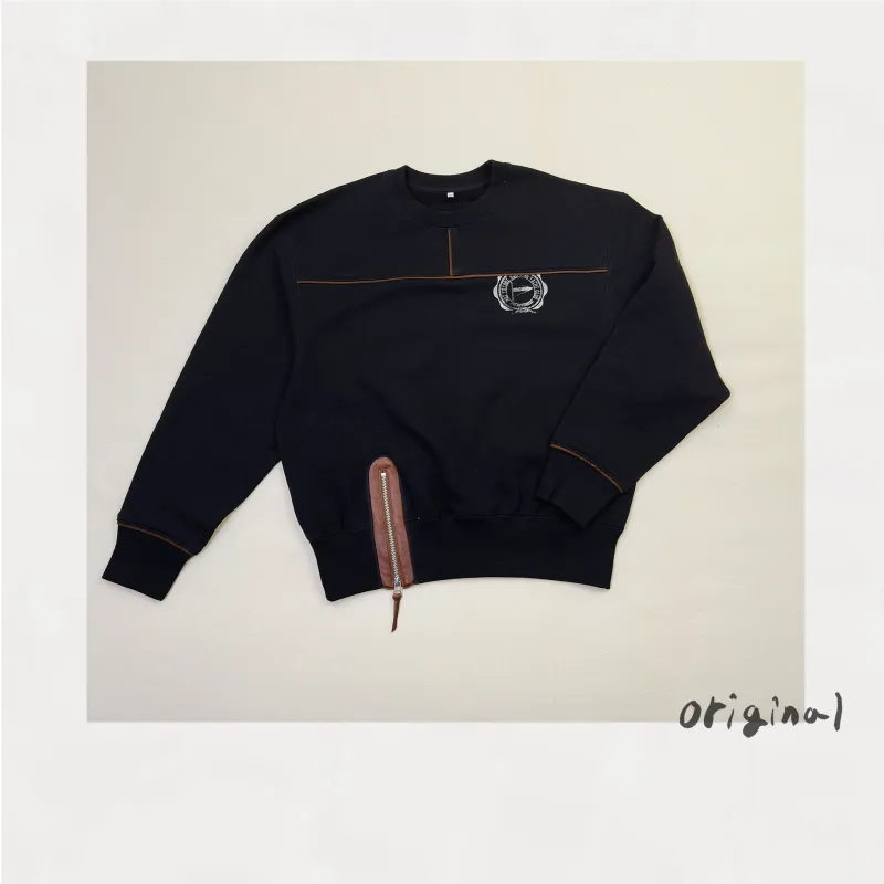 Leather-Trimmed Sweatshirt  Black made by EYE/KHOKI