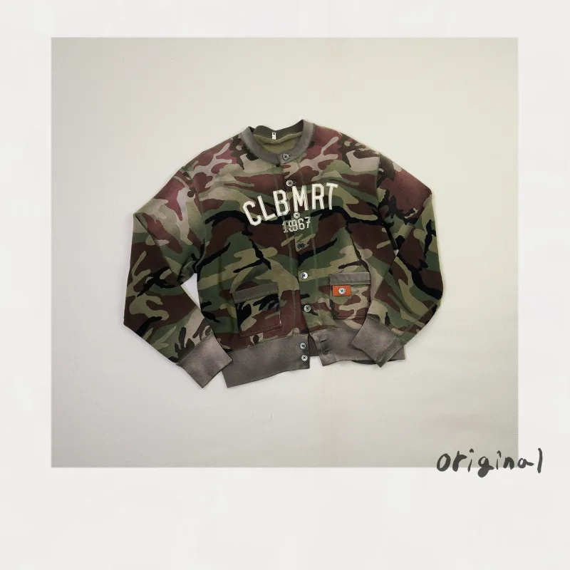 Camo Sweat Cardigan Black made by EYE/KHOKI