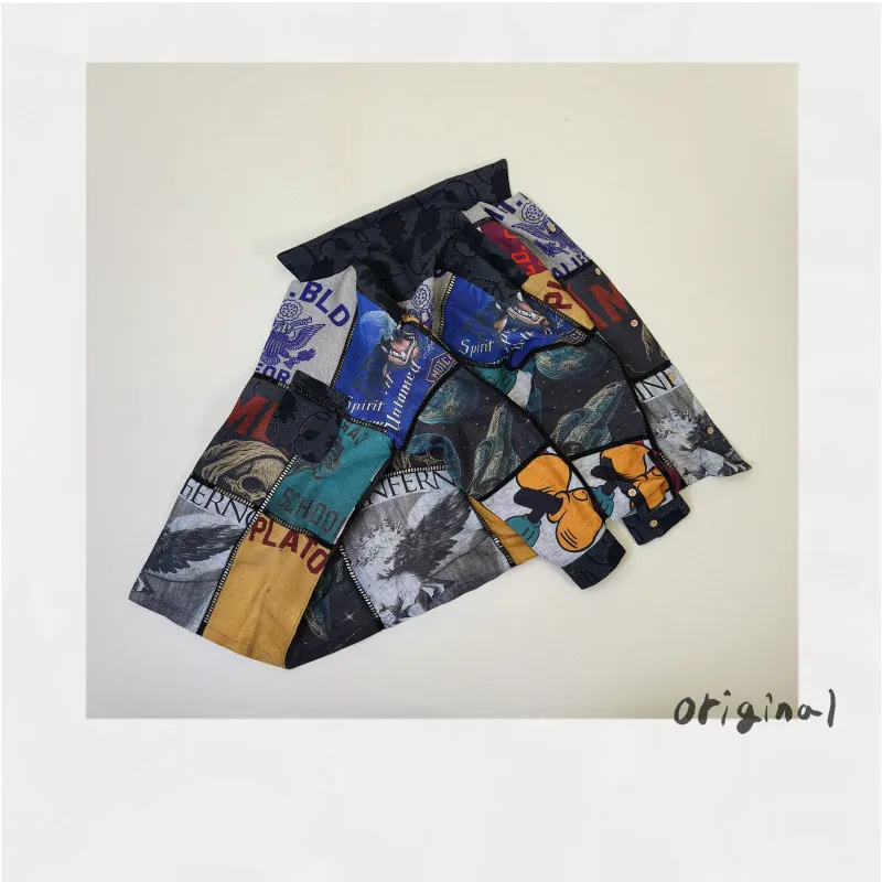 Patchworked Silk Shirt Black made by EYE/KHOKI