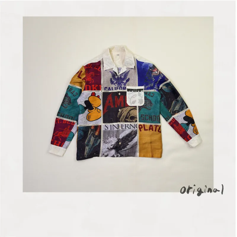 Patchworked Silk Shirt White made by EYE/KHOKI