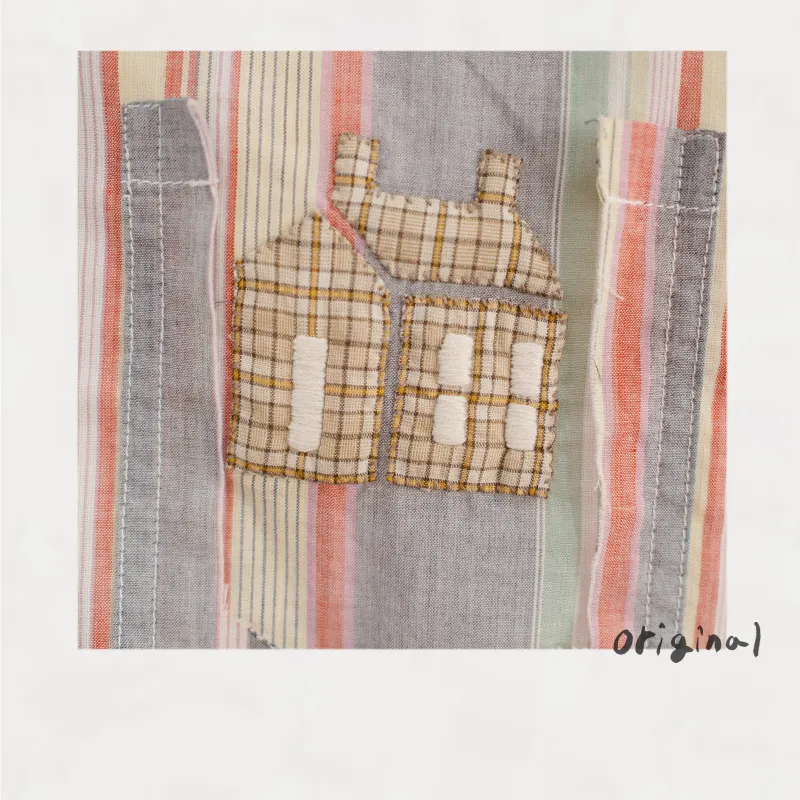 Hand-Embroidered Stripe Shirt  Black made by EYE/KHOKI