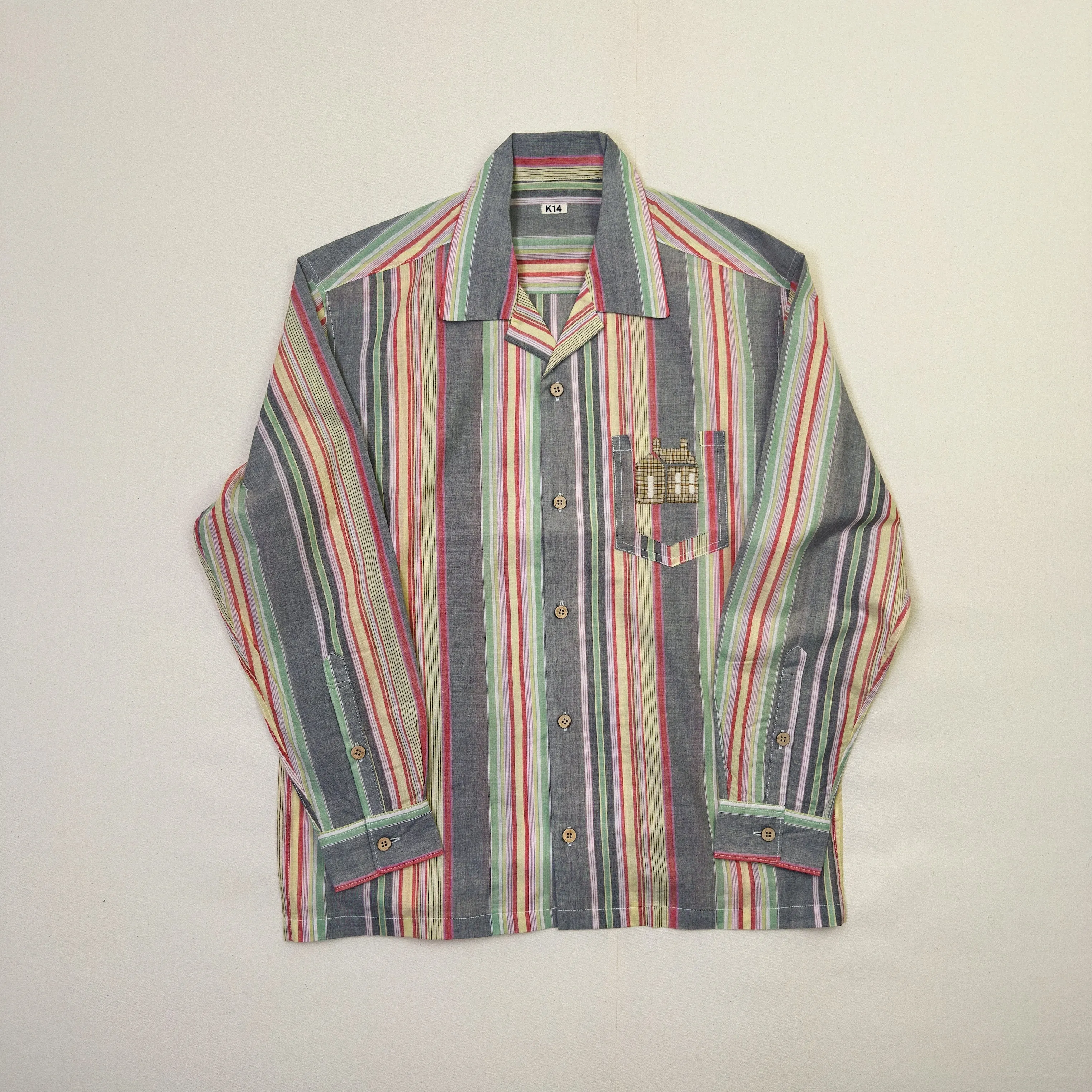 Hand-Embroidered Stripe Shirt Black sold by EYE/KHOKI product image thumbnail 2