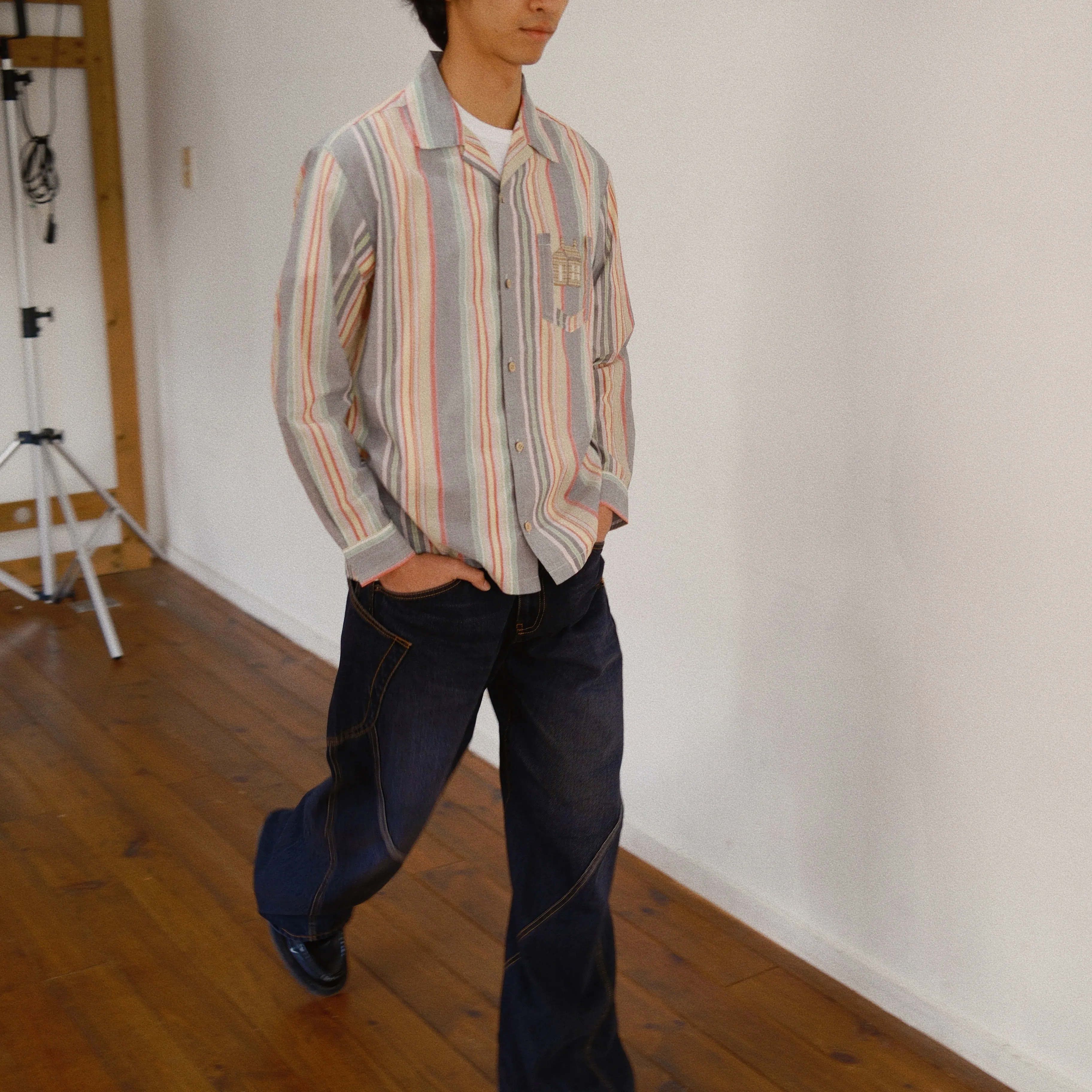 Hand-Embroidered Stripe Shirt Black sold by EYE/KHOKI product image thumbnail 4