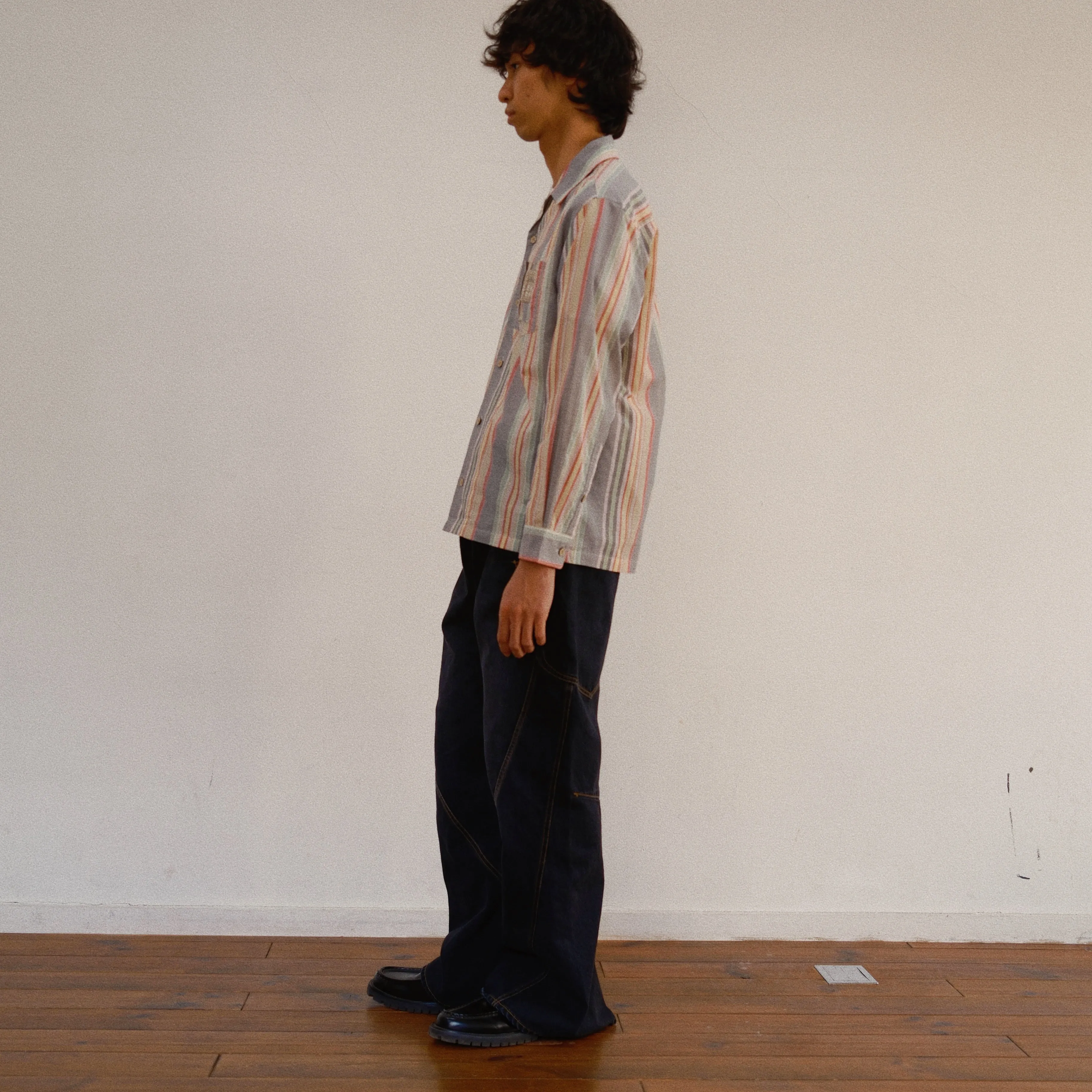 Hand-Embroidered Stripe Shirt Black sold by EYE/KHOKI product image thumbnail 5