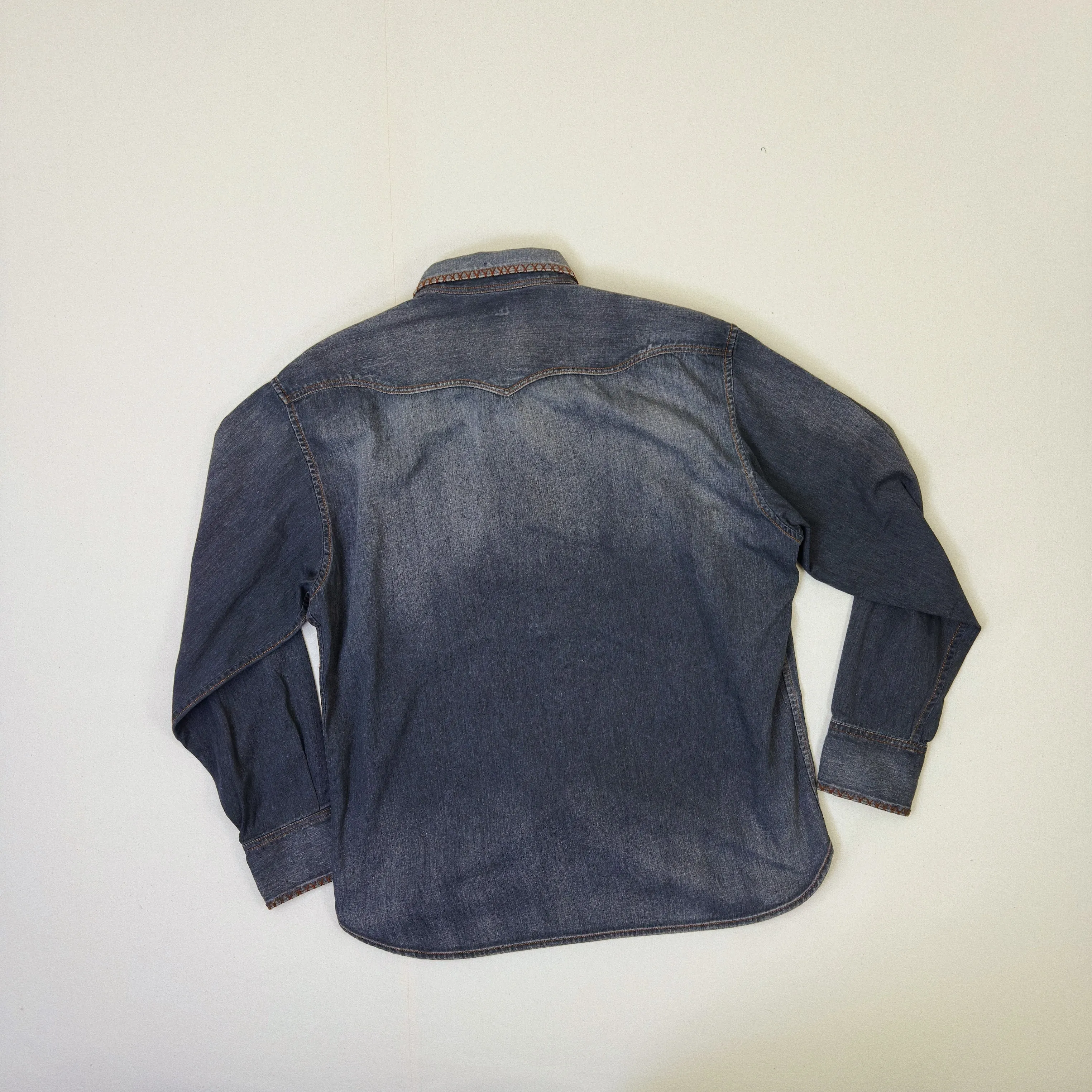 Hand-Embroidered Denim Shirt Black sold by EYE/KHOKI product image thumbnail 3