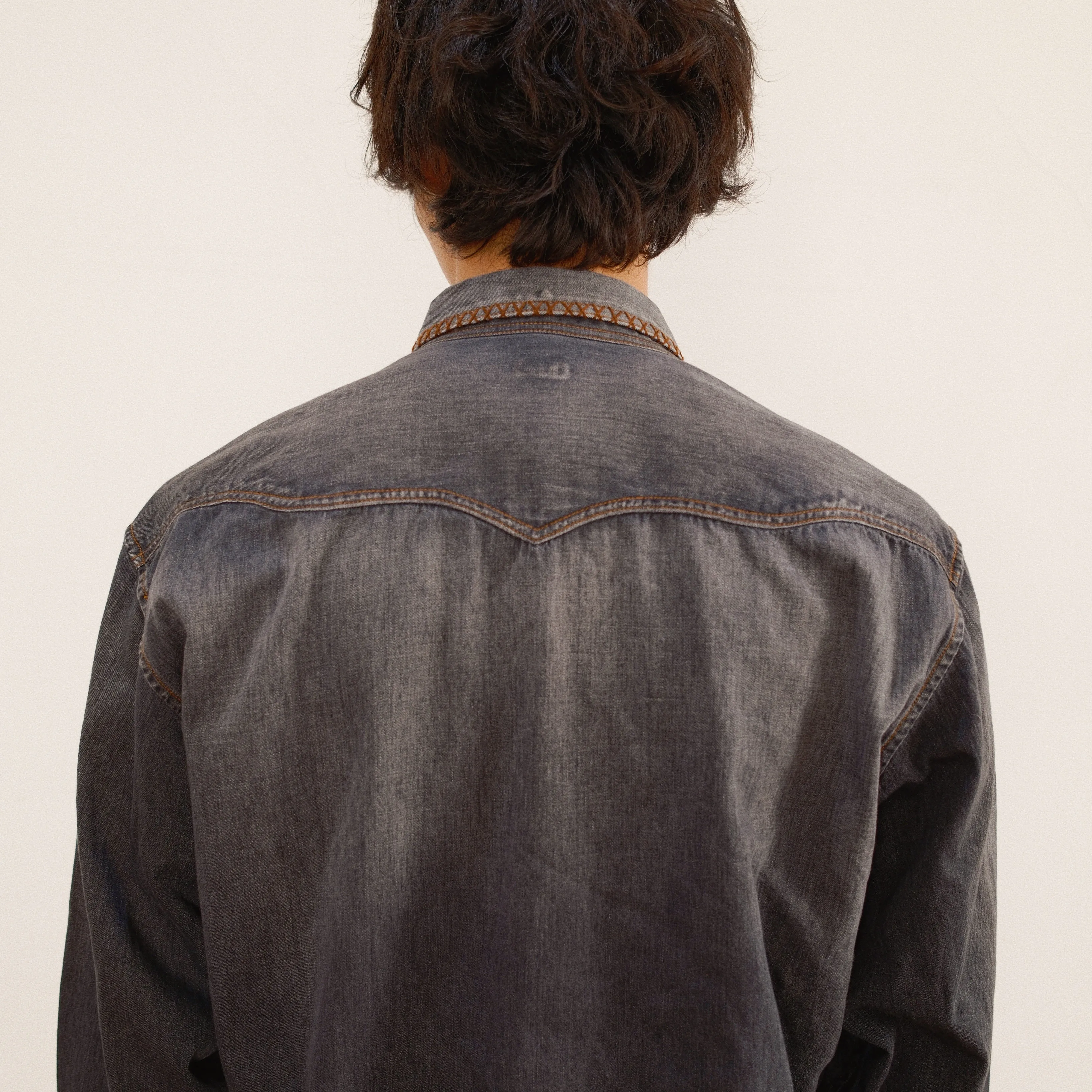 Hand-Embroidered Denim Shirt Black sold by EYE/KHOKI product image thumbnail 4