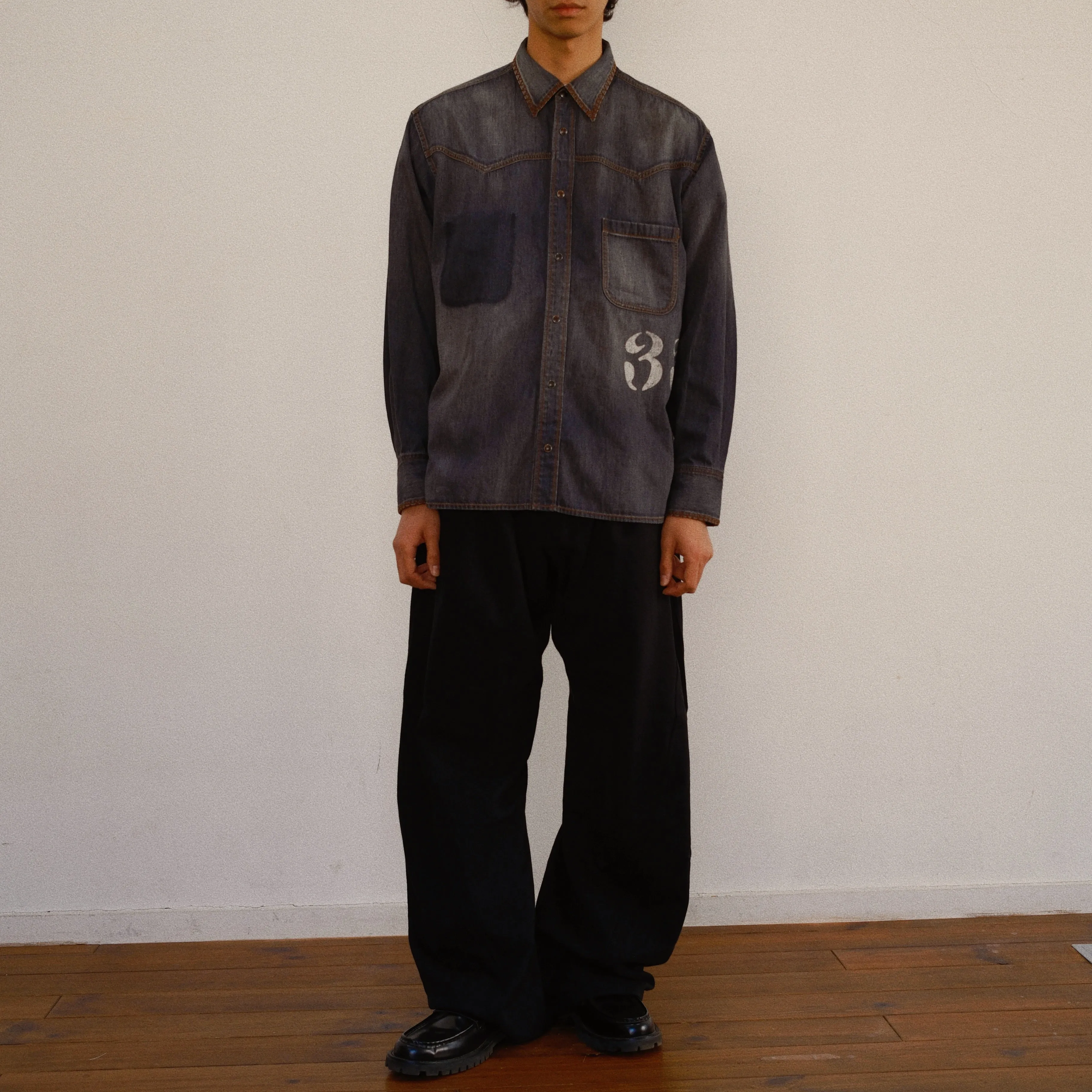 Hand-Embroidered Denim Shirt Black sold by EYE/KHOKI product image thumbnail 5