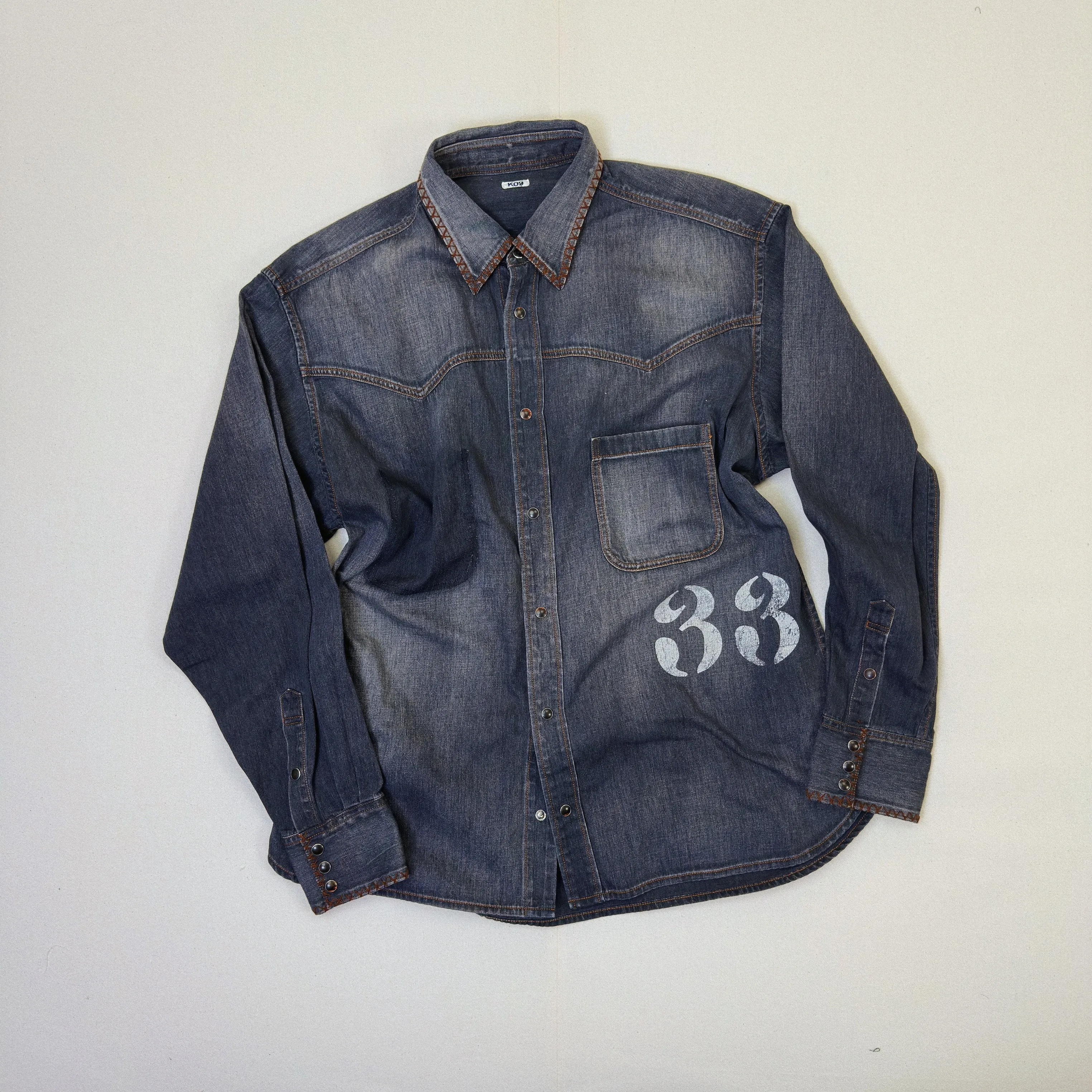 Hand-Embroidered Denim Shirt Black sold by EYE/KHOKI product image thumbnail 2