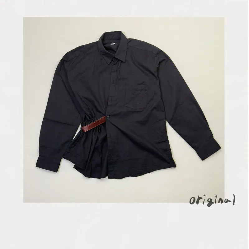 Asymmetric Shirt Balck made by EYE/KHOKI