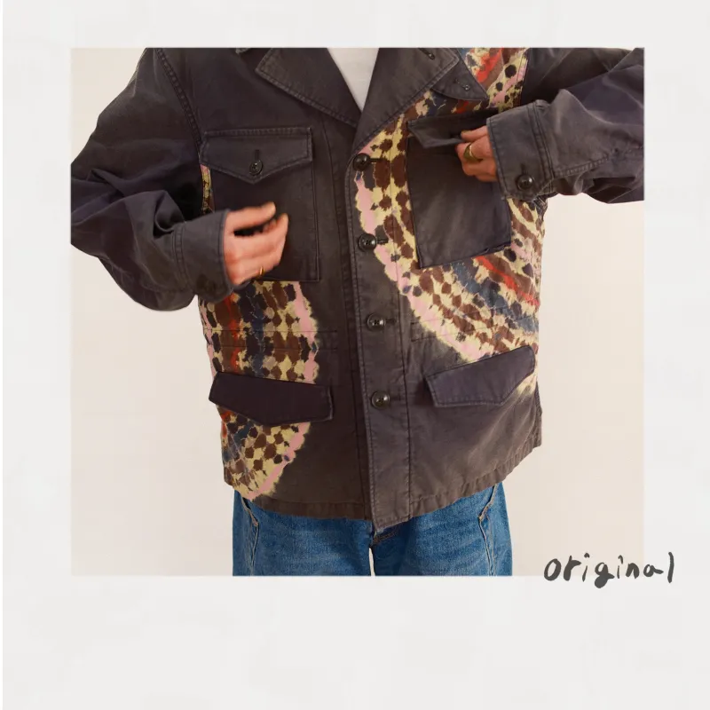 Tie-Dye Military Jacket Black made by EYE/KHOKI