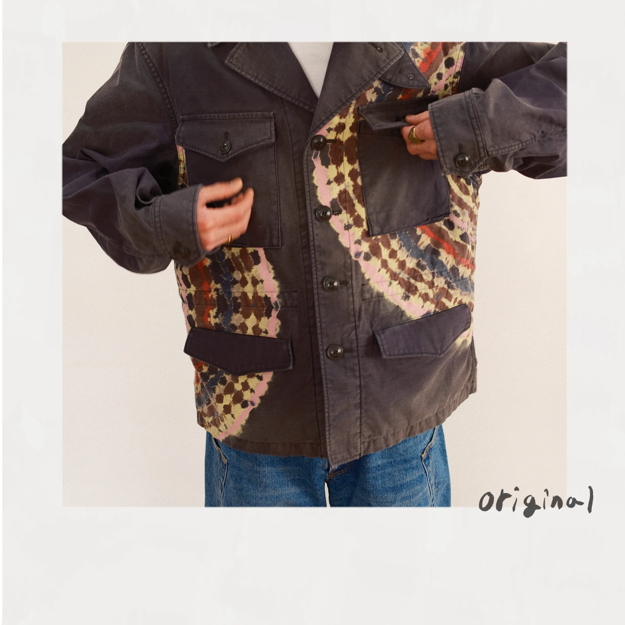 Tie-Dye Military Jacket Black sold by EYE/KHOKI