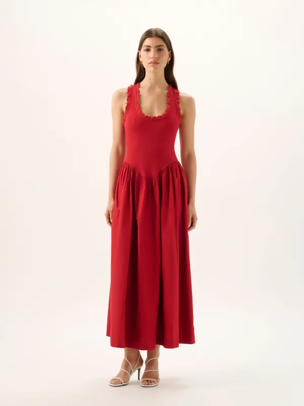 Lucy Rib Maxi Dress | Pomegranate made by ROAME
