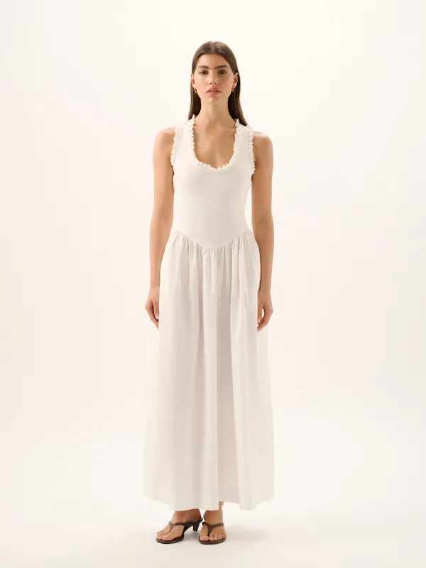 Lucy Rib Maxi Dress | White made by ROAME