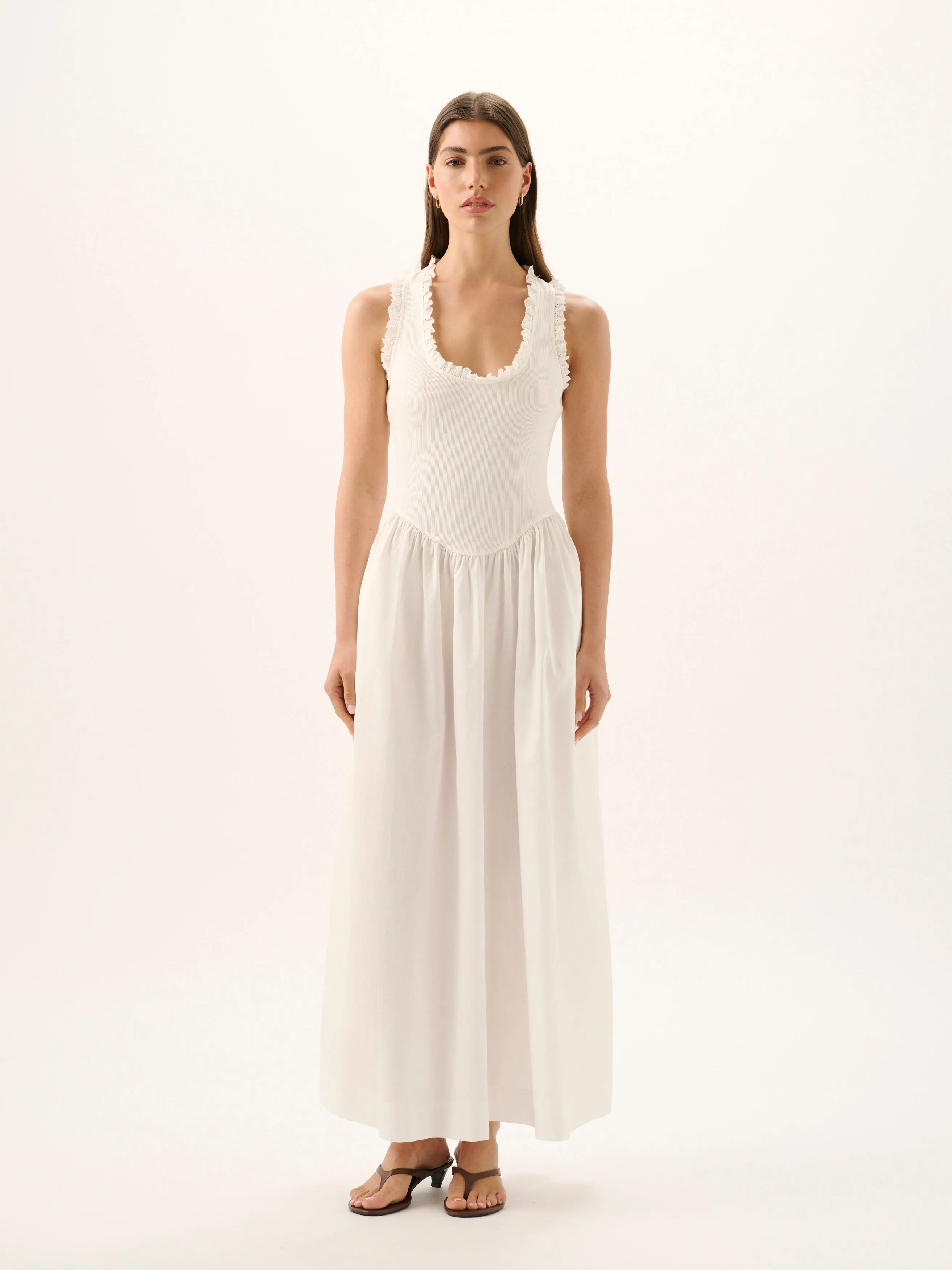 Lucy Rib Maxi Dress | White sold by ROAME
