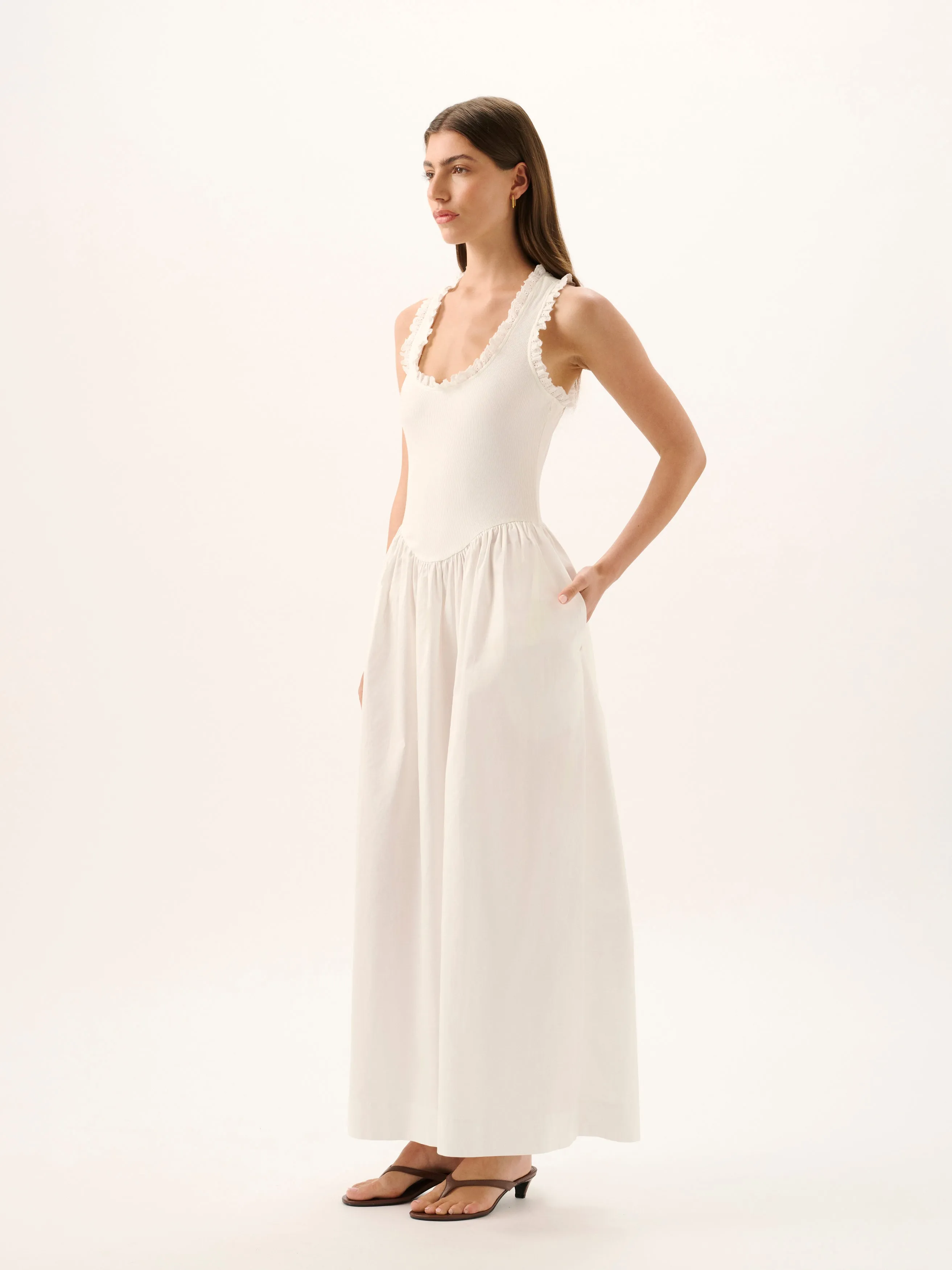 Lucy Rib Maxi Dress | White sold by ROAME product image thumbnail 2