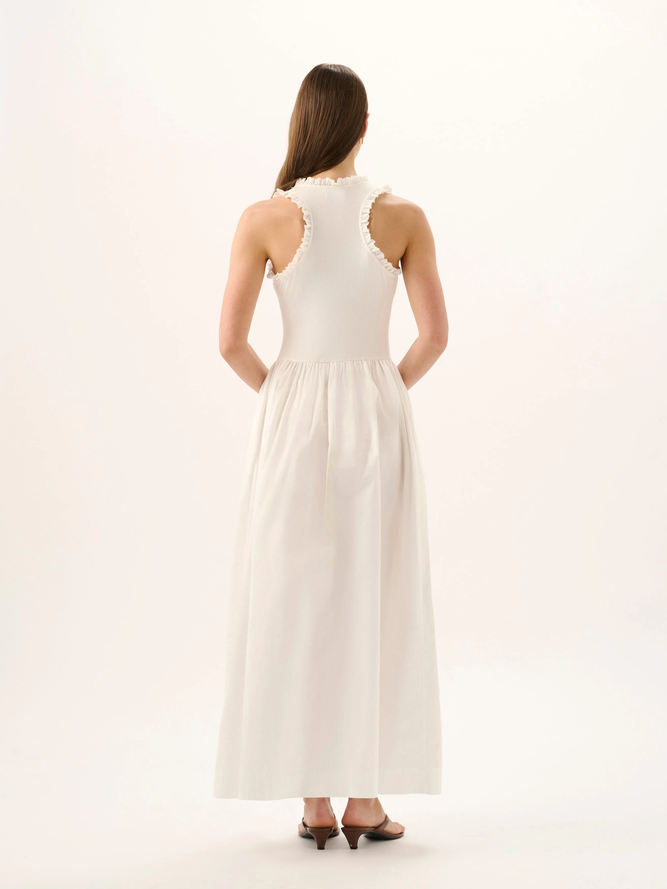 Lucy Rib Maxi Dress | White sold by ROAME product image thumbnail 4