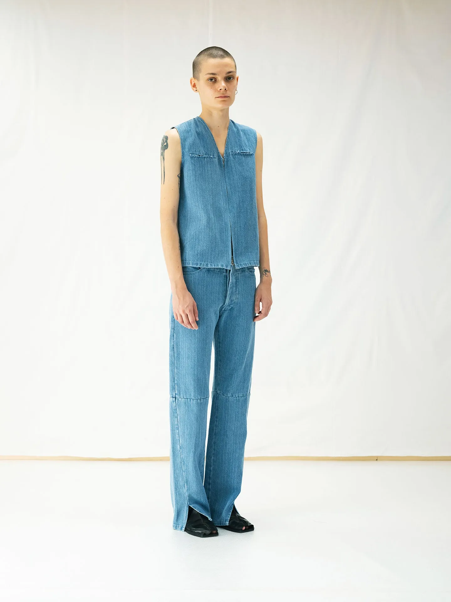 ARCHIVE NO.193/220 DENIM ZIPPER VEST sold by Gabriela Coll Garments product image thumbnail 4